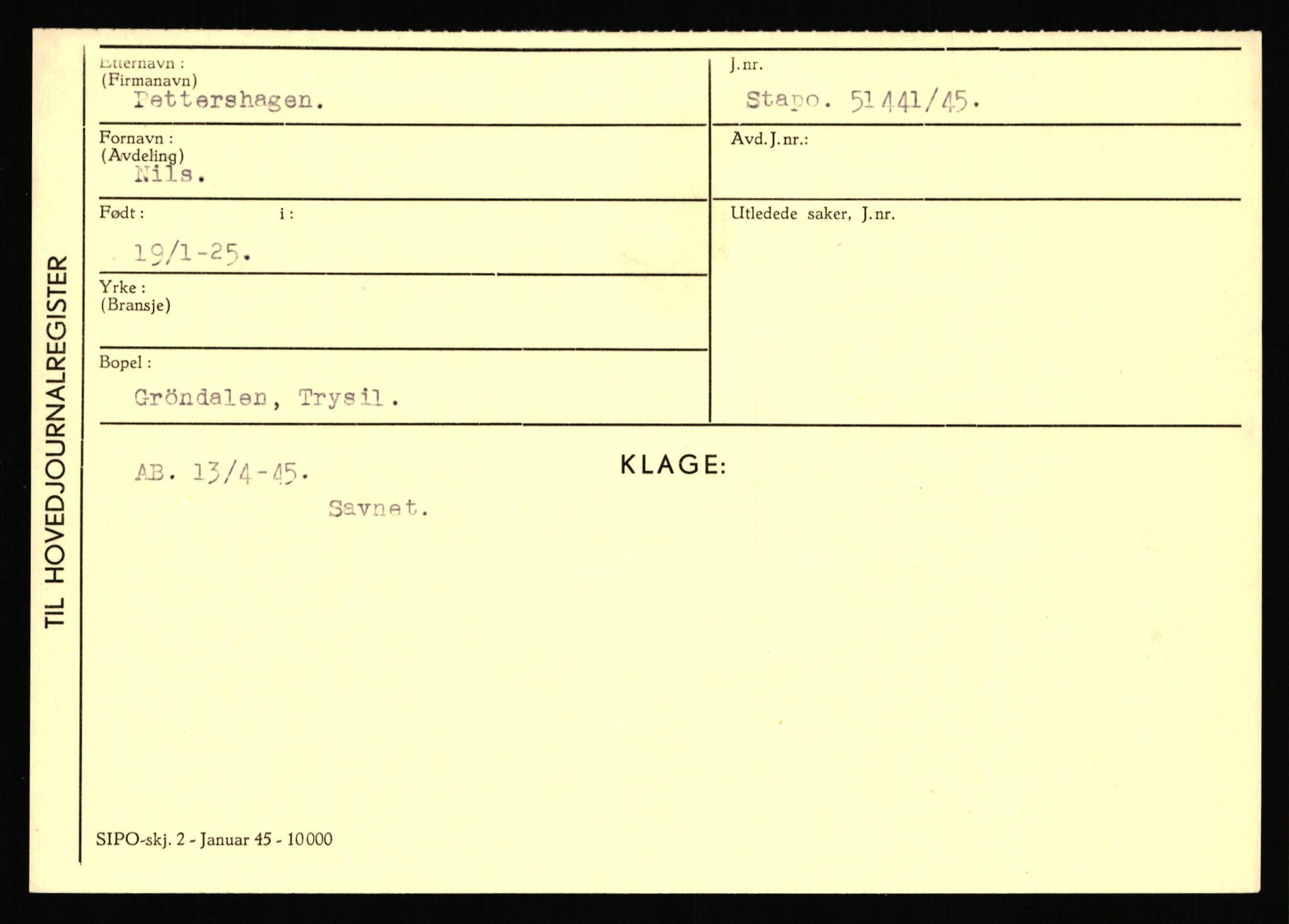 Statspolitiet - Hovedkontoret / Osloavdelingen, AV/RA-S-1329/C/Ca/L0012: Oanæs - Quistgaard	, 1943-1945, s. 4448