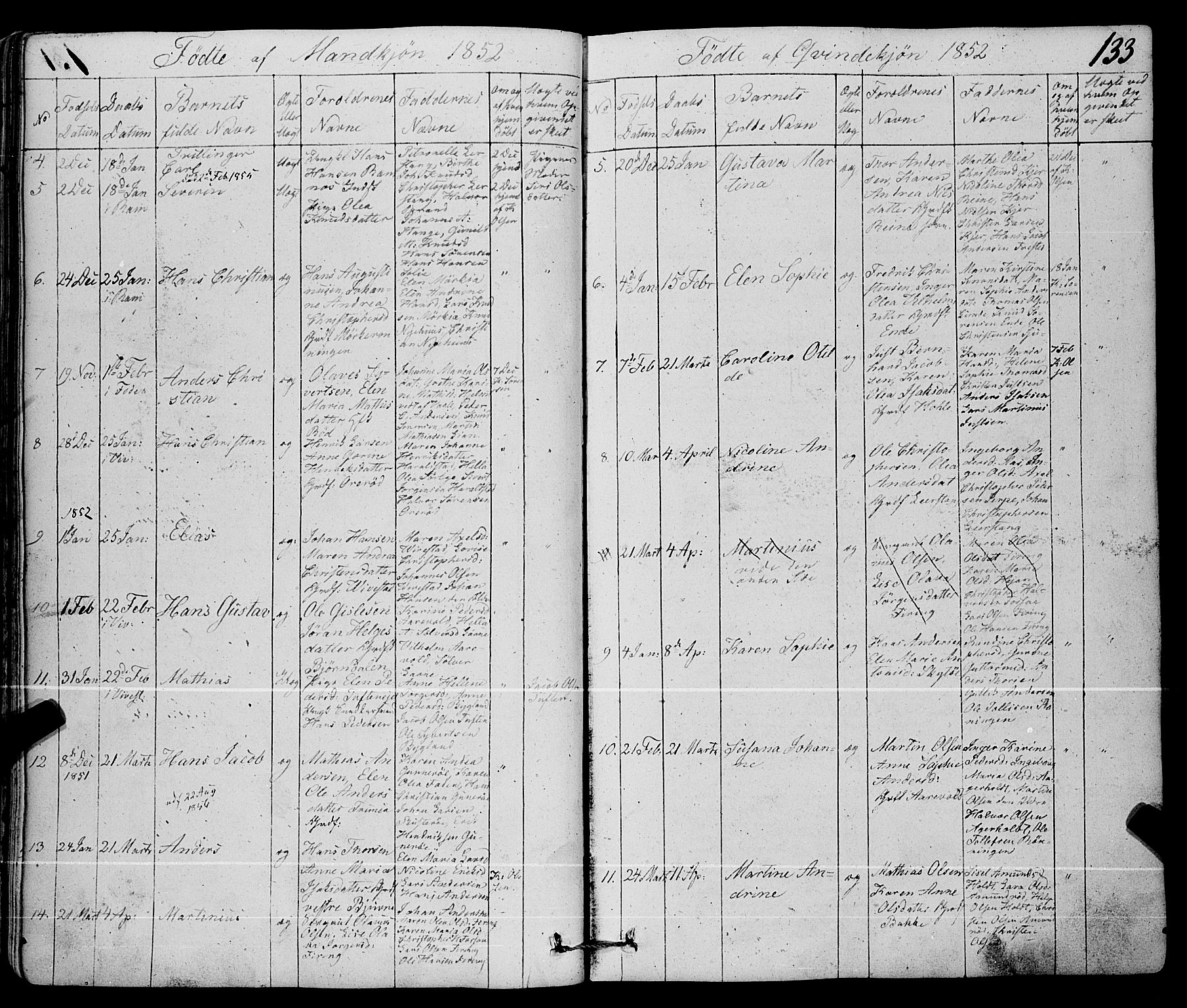 Ramnes kirkebøker, SAKO/A-314/F/Fa/L0005: Ministerialbok nr. I 5, 1841-1861, s. 132-133