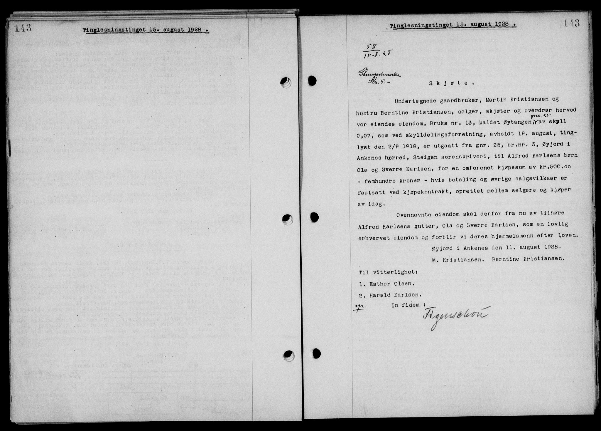 Steigen og Ofoten sorenskriveri, SAT/A-0030/1/2/2C/L0015/0002: Pantebok nr. 16 og 17-I, 1927-1928, Tingl.dato: 15.08.1928