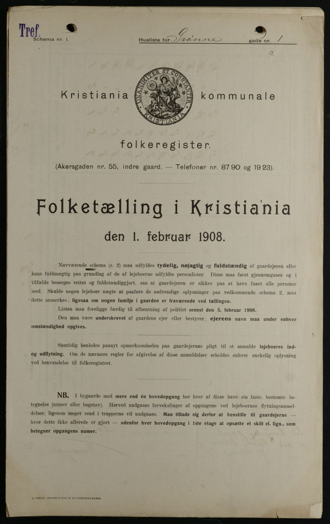 OBA, Kommunal folketelling 1.2.1908 for Kristiania kjøpstad, 1908, s. 29155