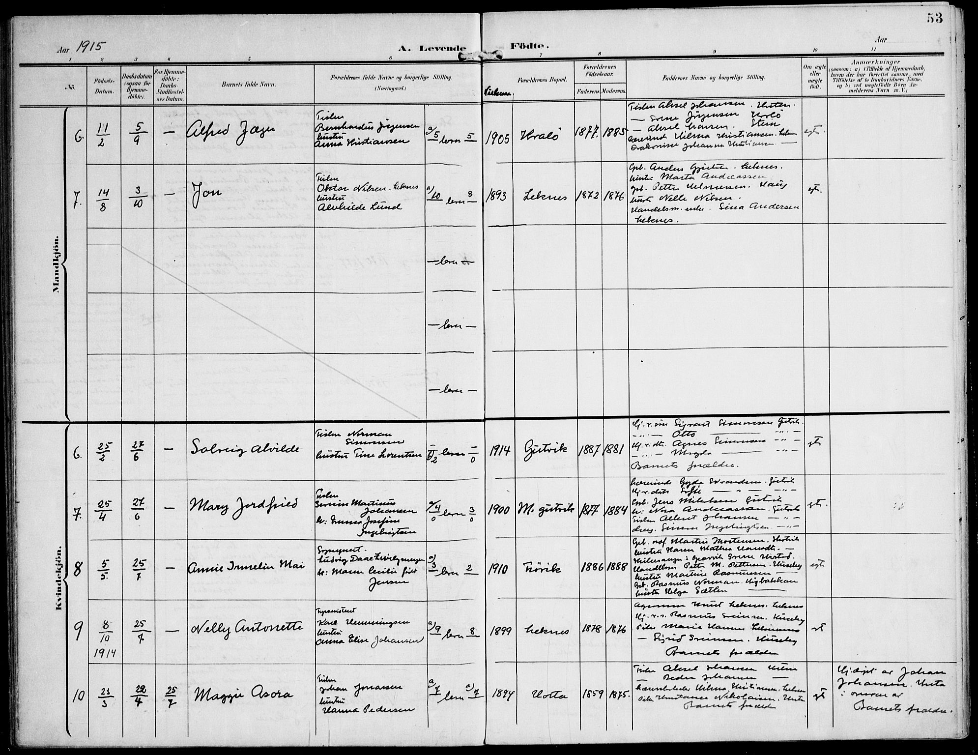 Ministerialprotokoller, klokkerbøker og fødselsregistre - Nord-Trøndelag, SAT/A-1458/788/L0698: Ministerialbok nr. 788A05, 1902-1921, s. 53