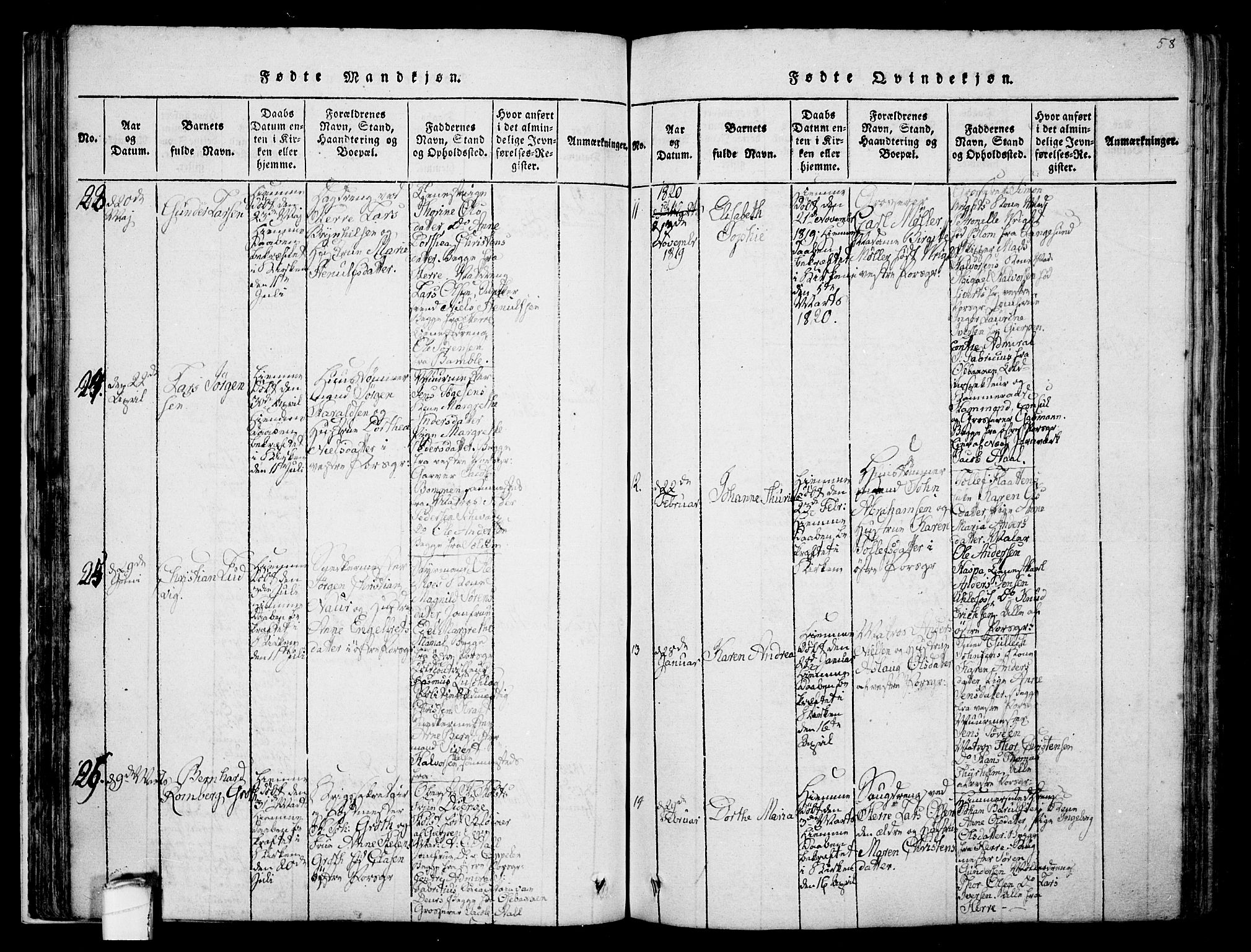 Porsgrunn kirkebøker , AV/SAKO-A-104/F/Fa/L0004: Ministerialbok nr. 4, 1814-1828, s. 58