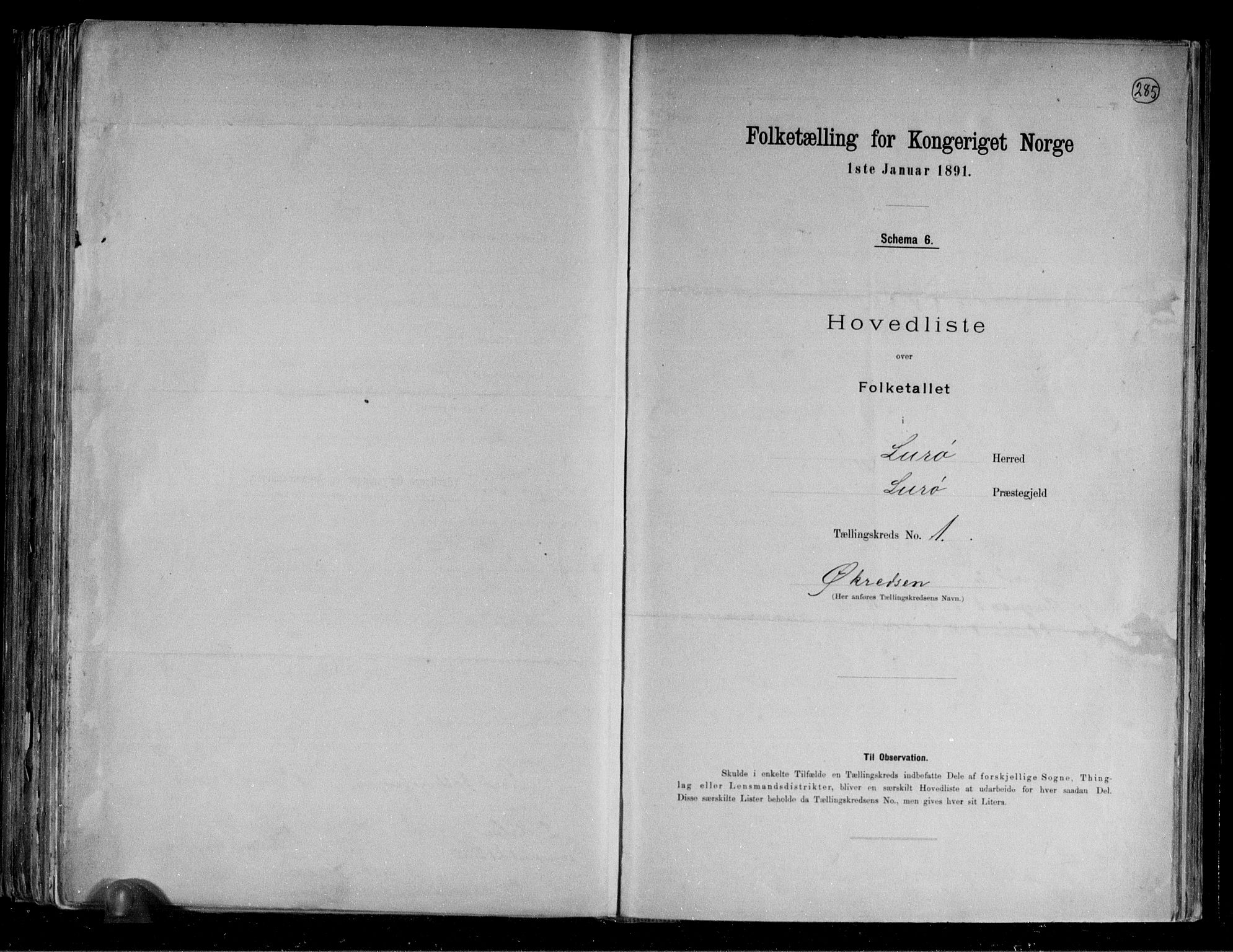 RA, Folketelling 1891 for 1834 Lurøy herred, 1891, s. 4