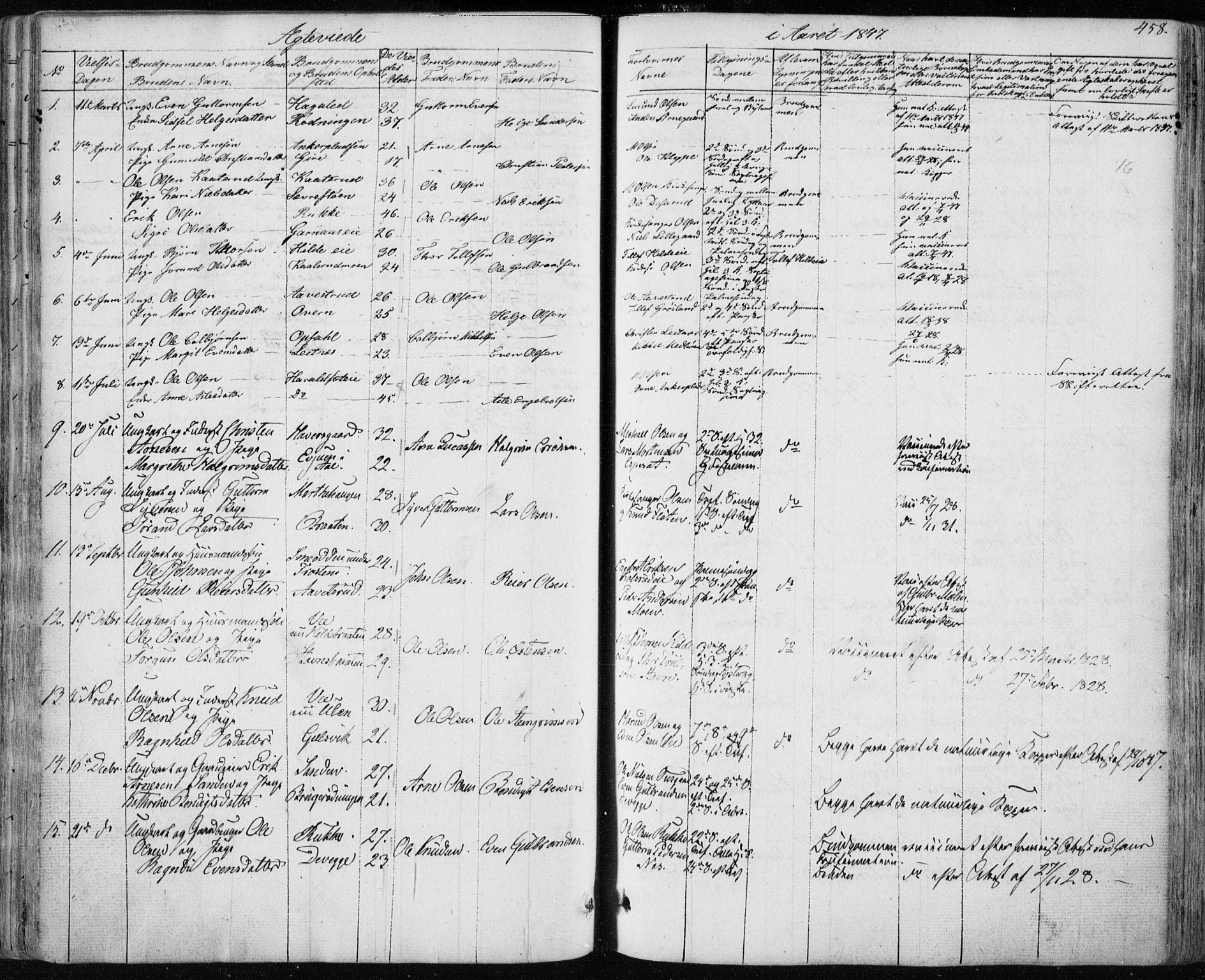 Nes kirkebøker, AV/SAKO-A-236/F/Fa/L0009: Ministerialbok nr. 9, 1834-1863, s. 458