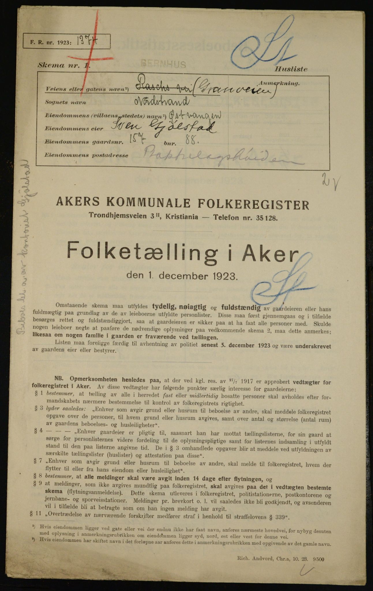 , Kommunal folketelling 1.12.1923 for Aker, 1923, s. 44502