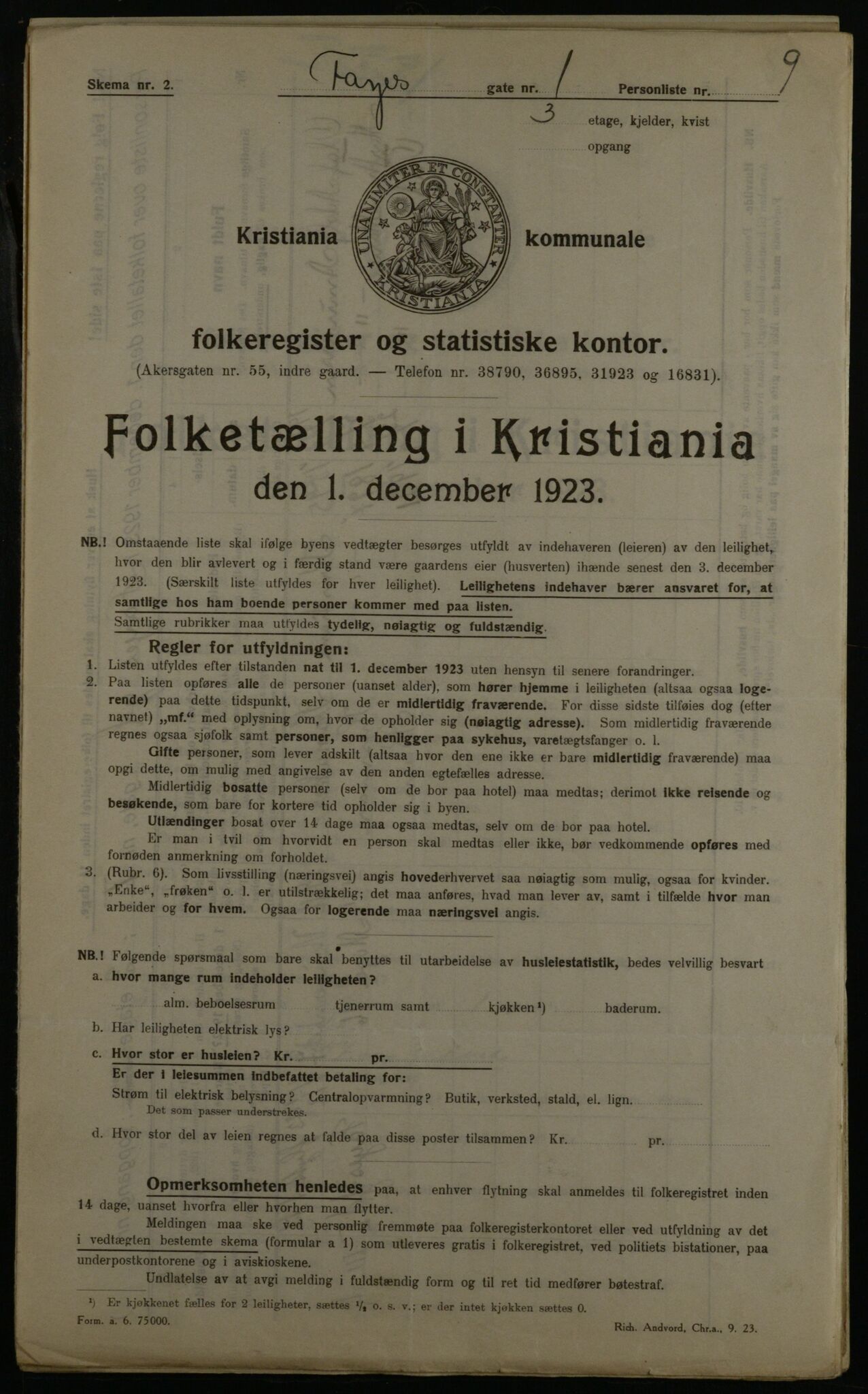 OBA, Kommunal folketelling 1.12.1923 for Kristiania, 1923, s. 26854