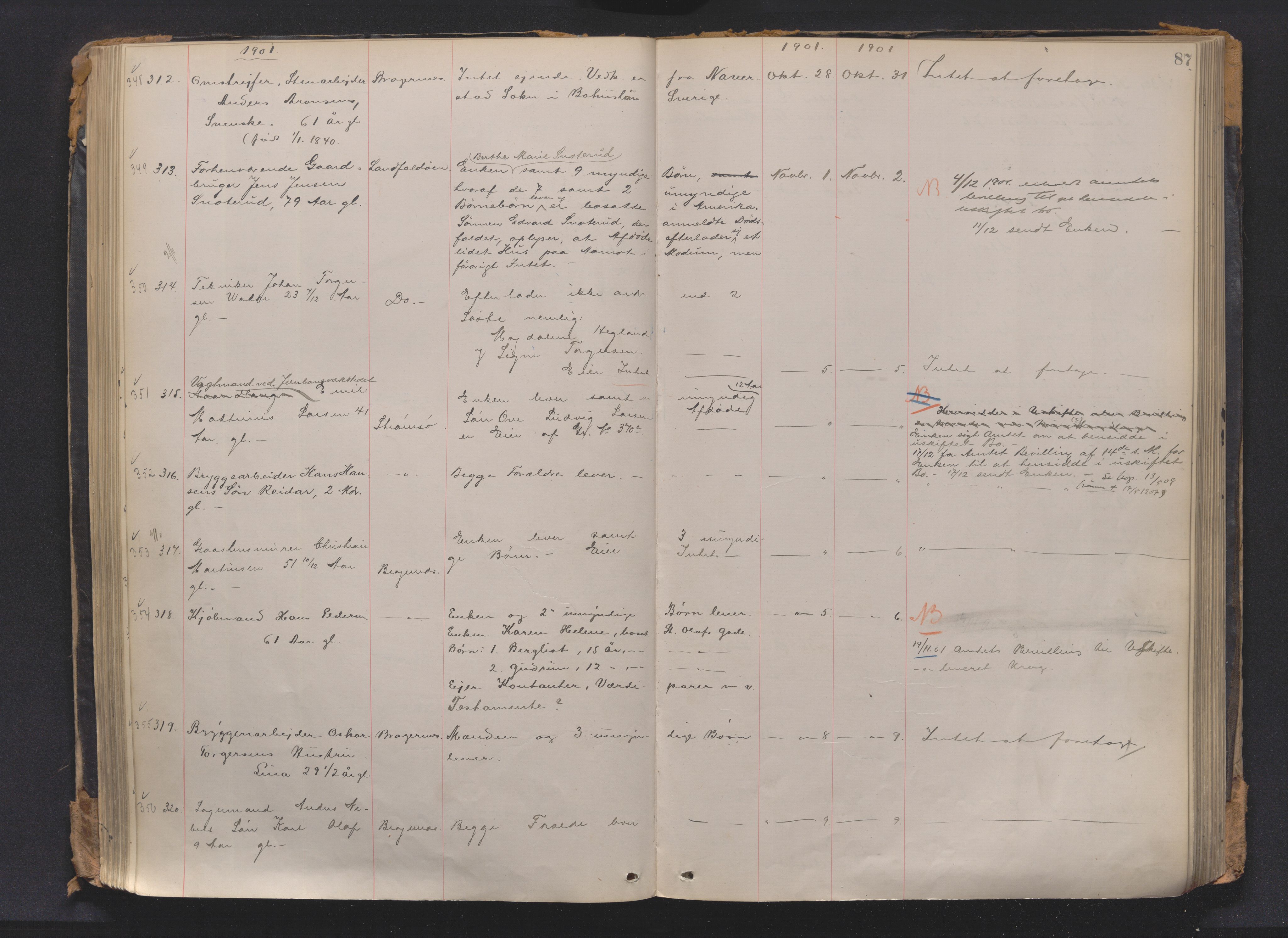 Drammen byfogd, AV/SAKO-A-222/H/Ha/Haa/L0009: Dødsjournal., 1899-1905, s. 87