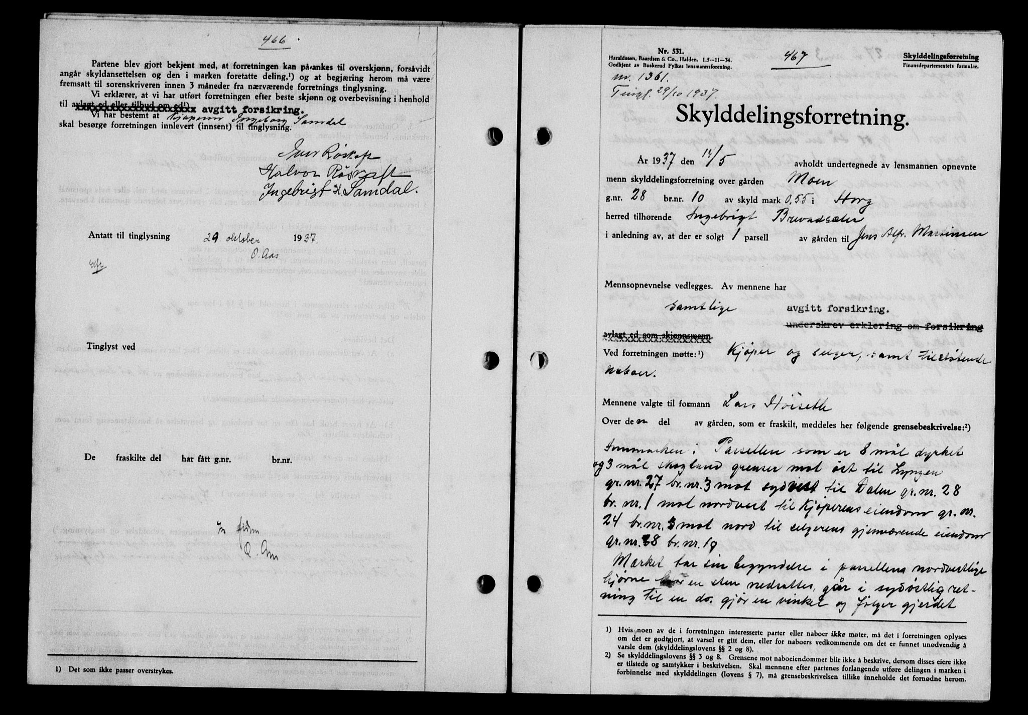 Gauldal sorenskriveri, SAT/A-0014/1/2/2C/L0047: Pantebok nr. 50-51, 1937-1937, Dagboknr: 1361/1937