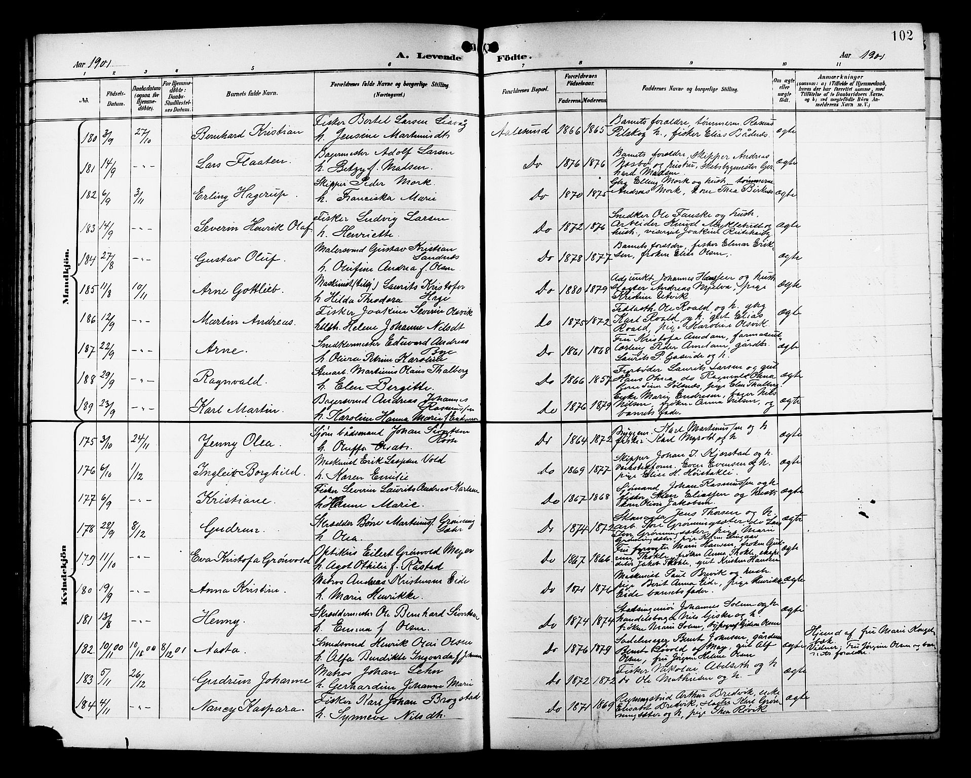Ministerialprotokoller, klokkerbøker og fødselsregistre - Møre og Romsdal, AV/SAT-A-1454/529/L0468: Klokkerbok nr. 529C05, 1897-1908, s. 102