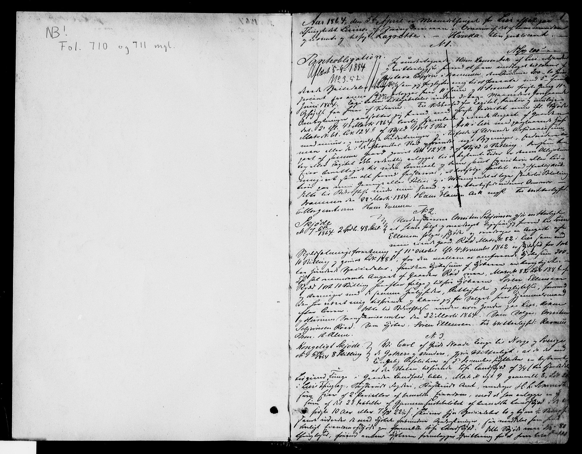 Lier, Røyken og Hurum sorenskriveri, SAKO/A-89/G/Ga/Gab/L0007: Pantebok nr. 7, 1864-1869, s. 1
