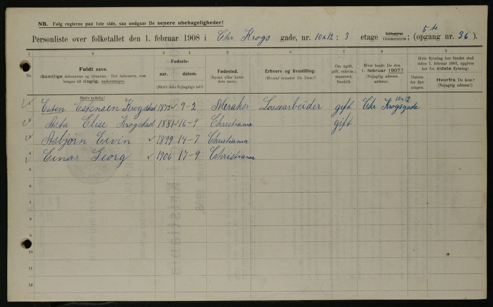 OBA, Kommunal folketelling 1.2.1908 for Kristiania kjøpstad, 1908, s. 11044