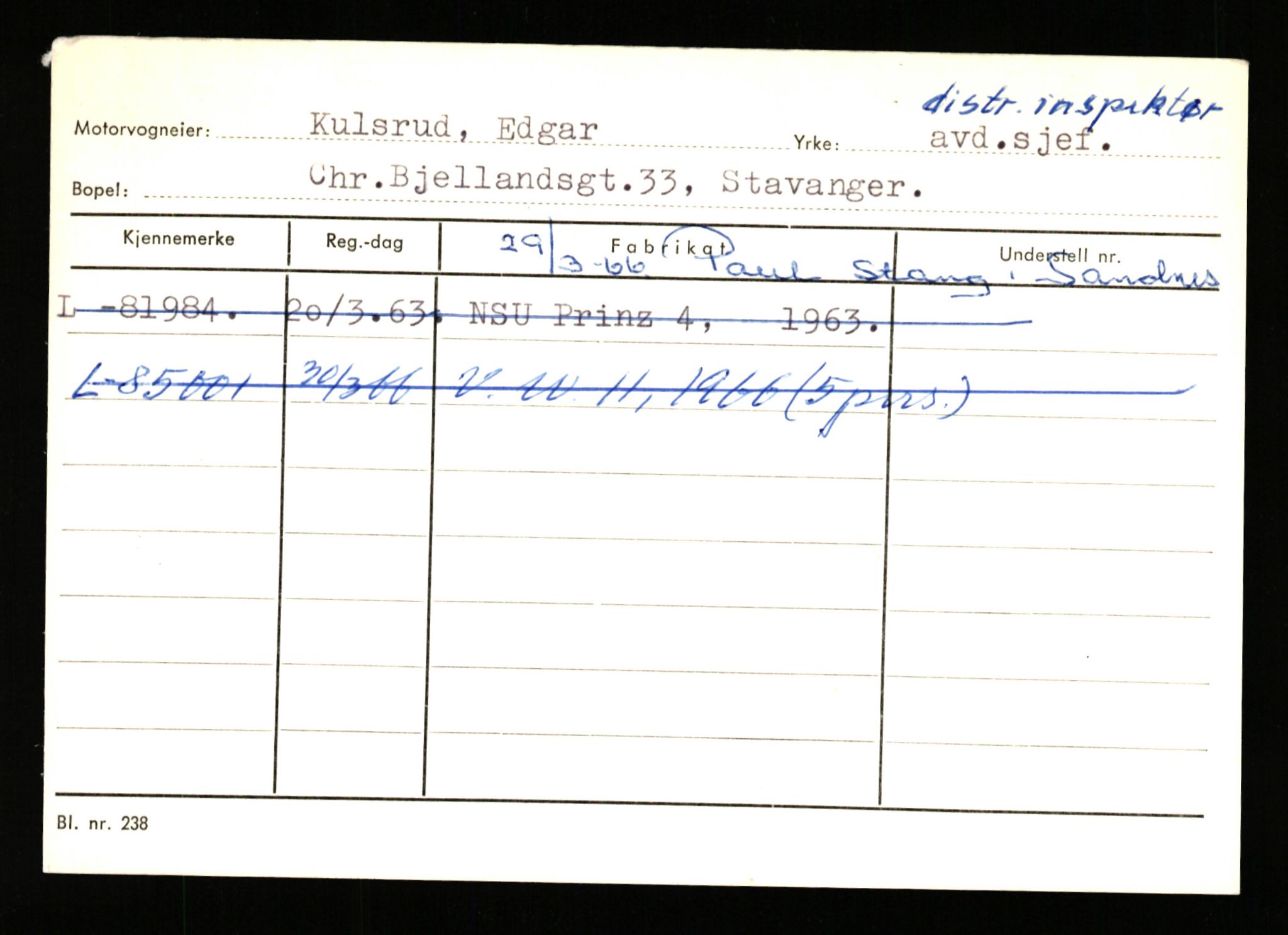 Stavanger trafikkstasjon, SAST/A-101942/0/H/L0021: Kristiania - Landsnes, 1930-1971, s. 849