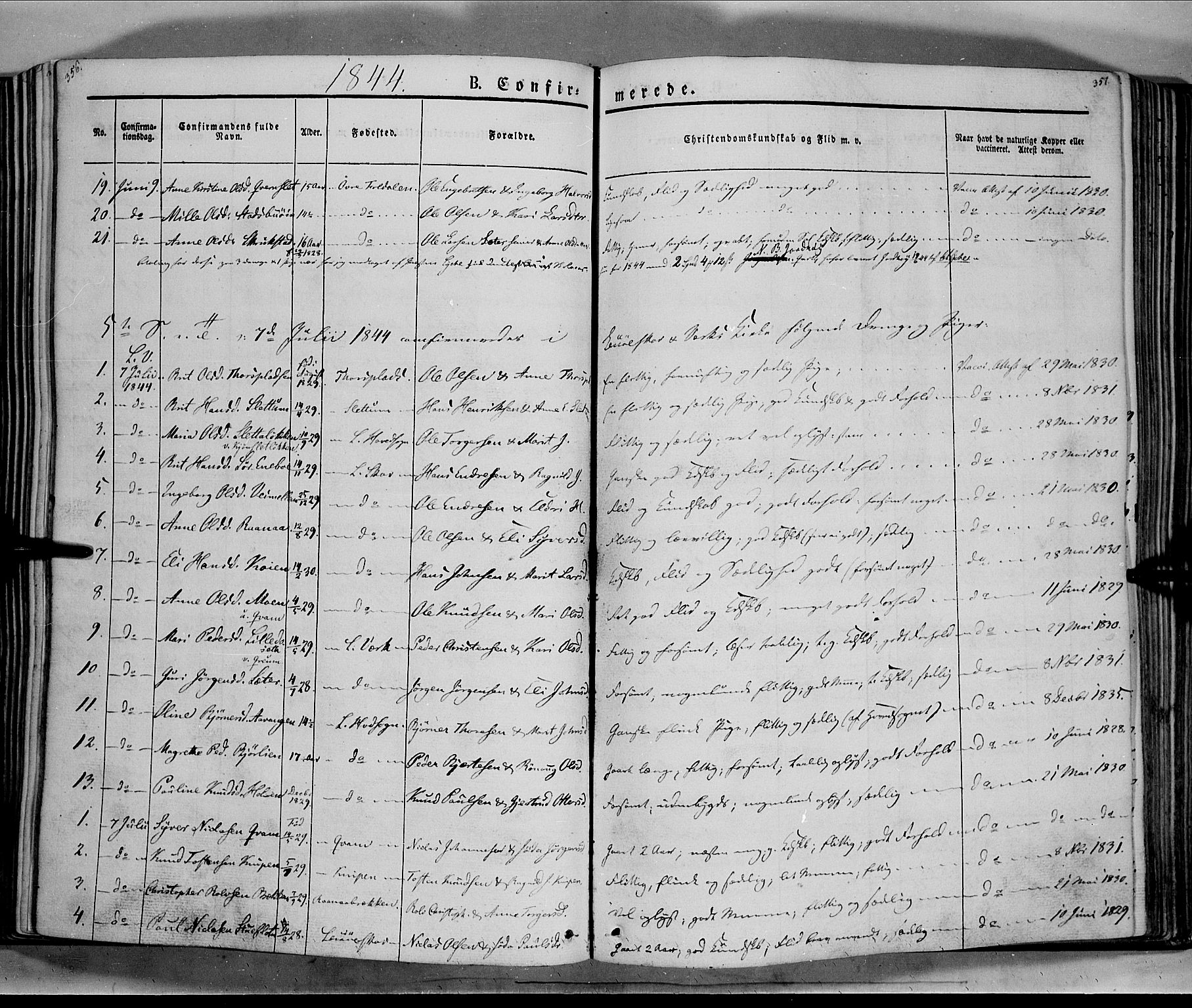 Lesja prestekontor, AV/SAH-PREST-068/H/Ha/Haa/L0006: Ministerialbok nr. 6A, 1843-1854, s. 356-357