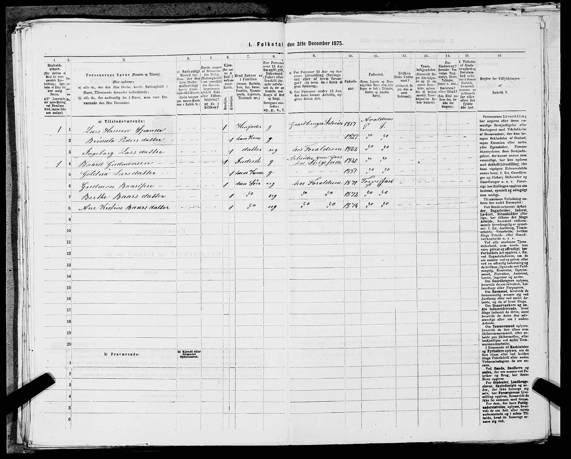 SAST, Folketelling 1875 for 1152L Torvastad prestegjeld, Torvastad sokn, Skåre sokn og Utsira sokn, 1875, s. 626