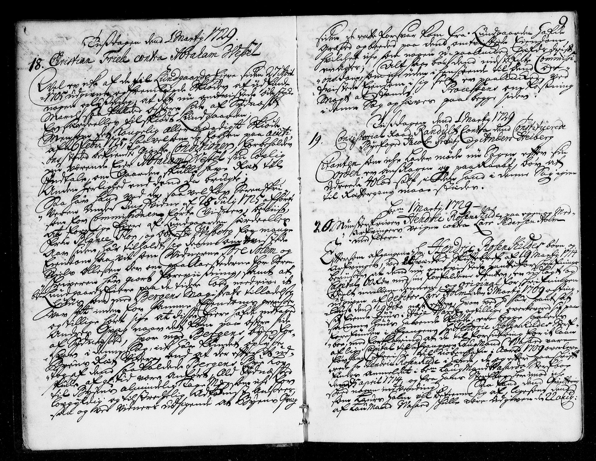 Overhoffretten 1667-1797, AV/RA-EA-2884/Aa/L0059: Avsiktsprotokoll, 1729, s. 8b-9a
