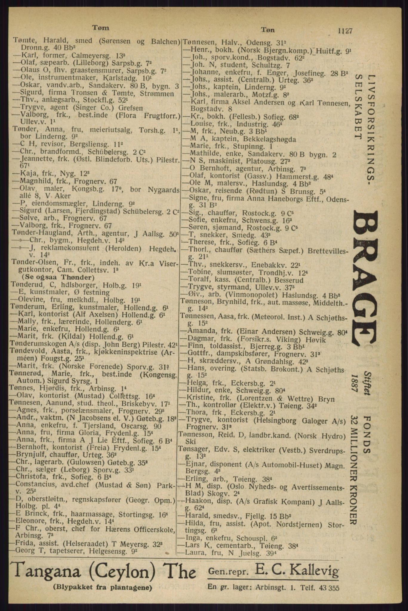 Kristiania/Oslo adressebok, PUBL/-, 1927, s. 1127