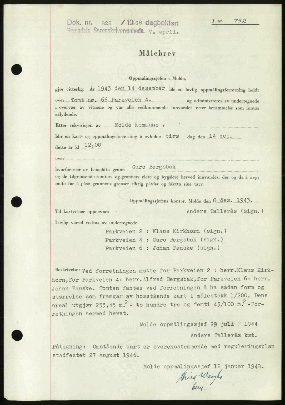 Romsdal sorenskriveri, SAT/A-4149/1/2/2C: Pantebok nr. A25, 1948-1948, Dagboknr: 828/1948