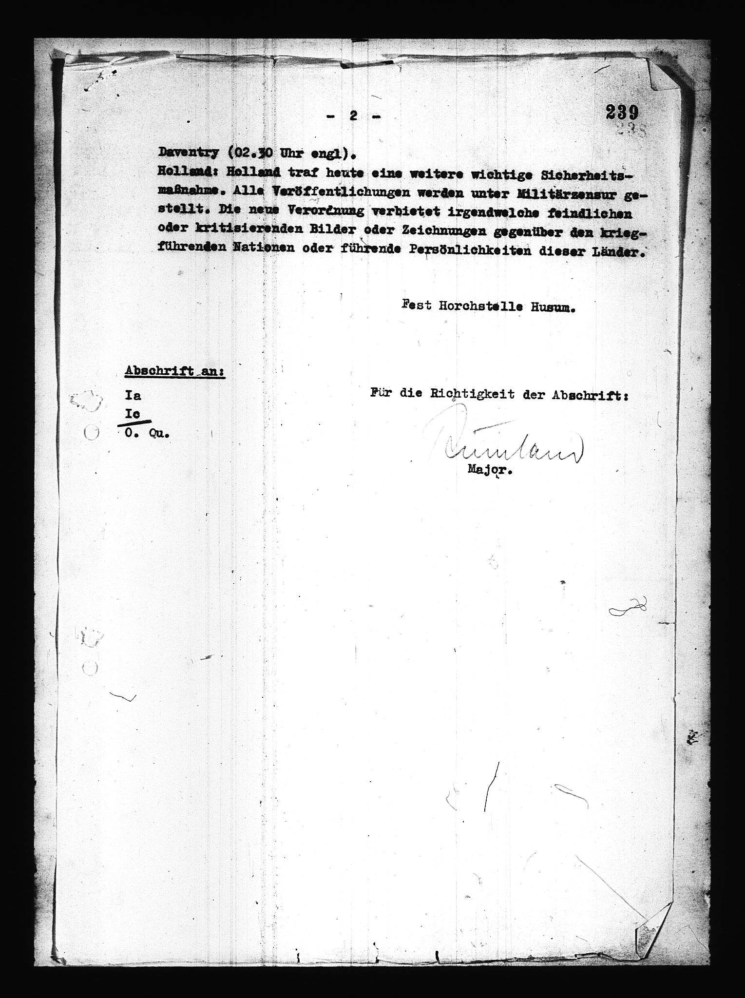 Documents Section, AV/RA-RAFA-2200/V/L0085: Amerikansk mikrofilm "Captured German Documents".
Box No. 724.  FKA jnr. 615/1954., 1940-1941, s. 9