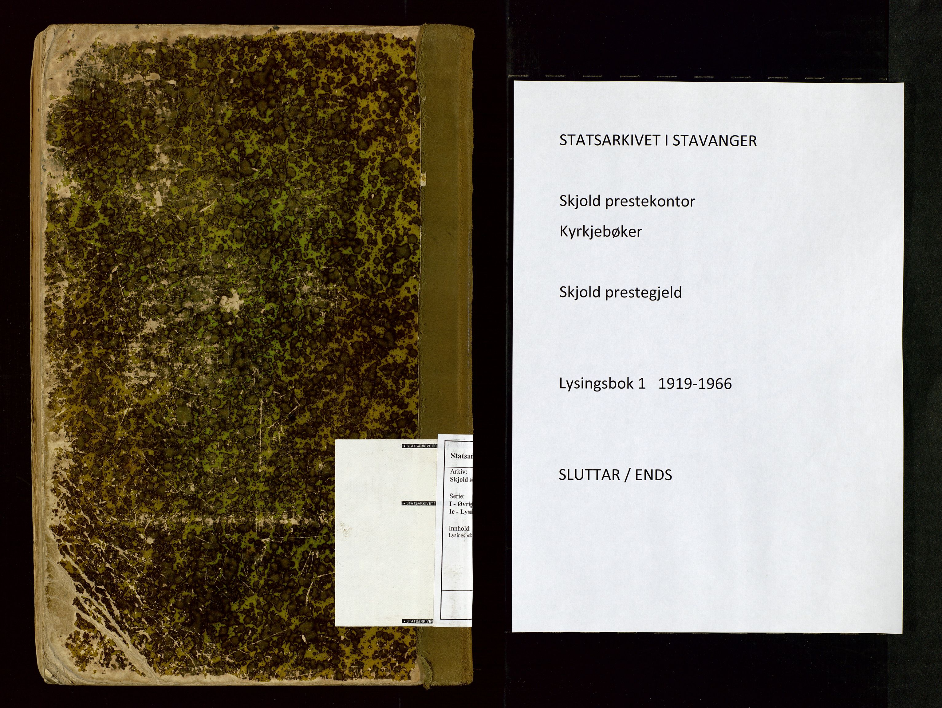 Skjold sokneprestkontor, AV/SAST-A-101847/I/Ie/L0001: Lysningsprotokoll nr. 1, 1919-1966