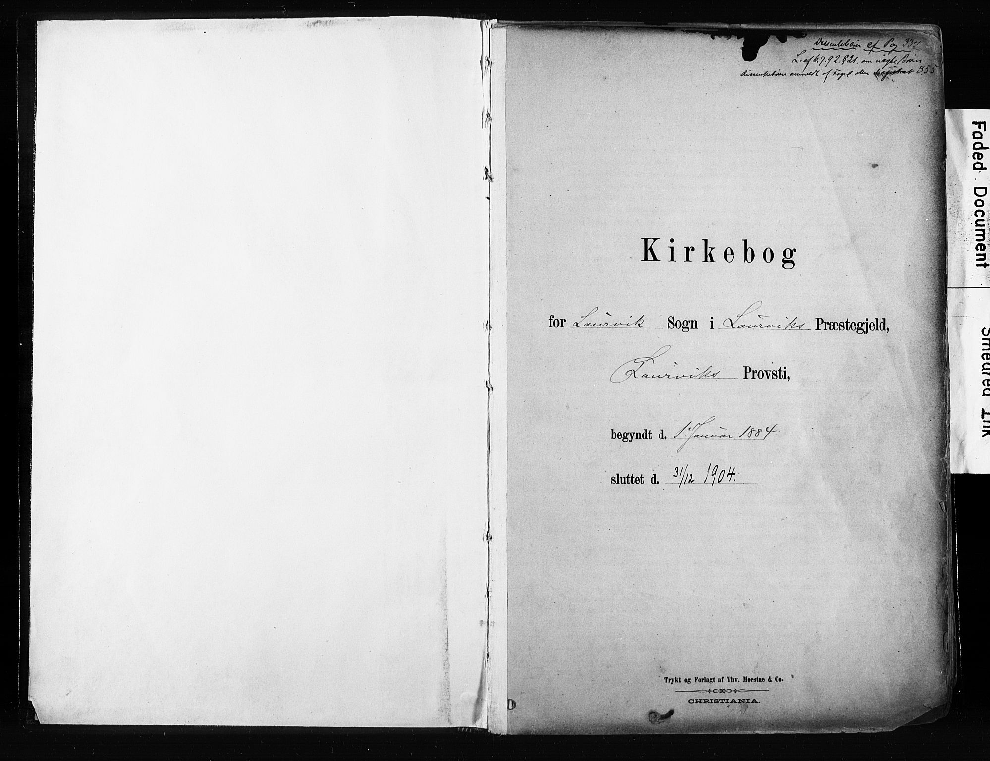 Larvik kirkebøker, AV/SAKO-A-352/F/Fa/L0009: Ministerialbok nr. I 9, 1884-1904