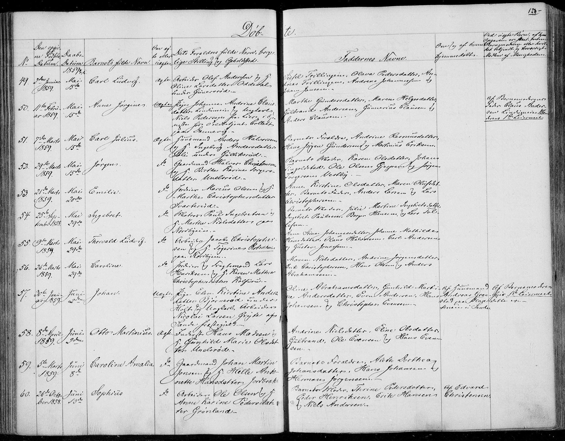 Skoger kirkebøker, SAKO/A-59/F/Fa/L0003: Ministerialbok nr. I 3, 1842-1861, s. 123