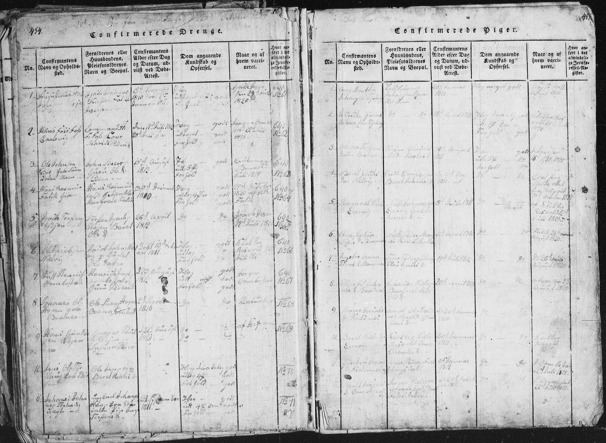 Ministerialprotokoller, klokkerbøker og fødselsregistre - Møre og Romsdal, SAT/A-1454/581/L0942: Klokkerbok nr. 581C00, 1820-1836, s. 454-455