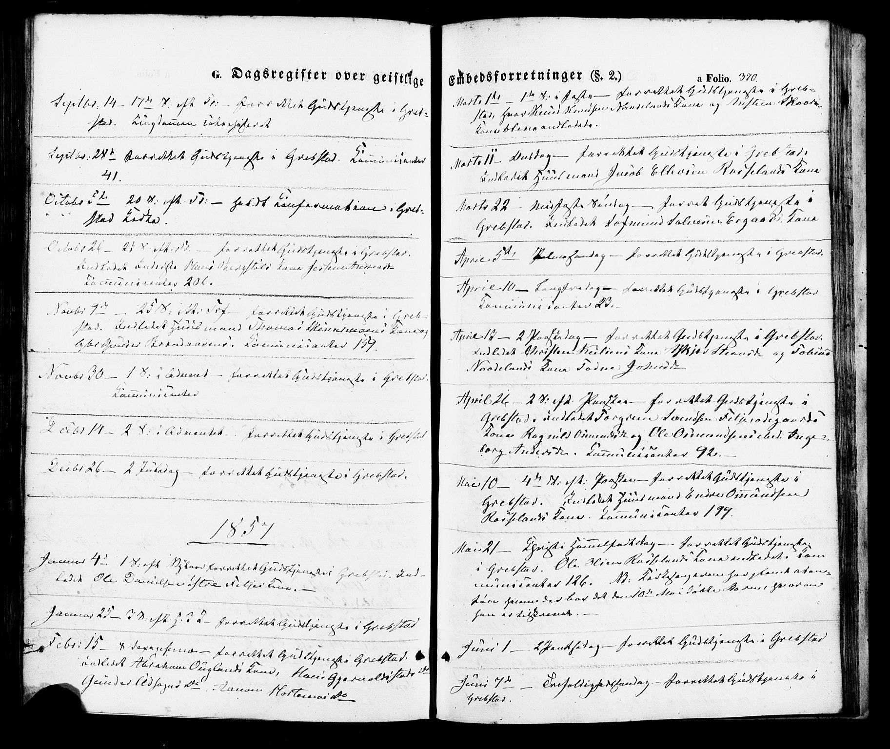 Søgne sokneprestkontor, SAK/1111-0037/F/Fa/Faa/L0002: Ministerialbok nr. A 2, 1854-1882, s. 370