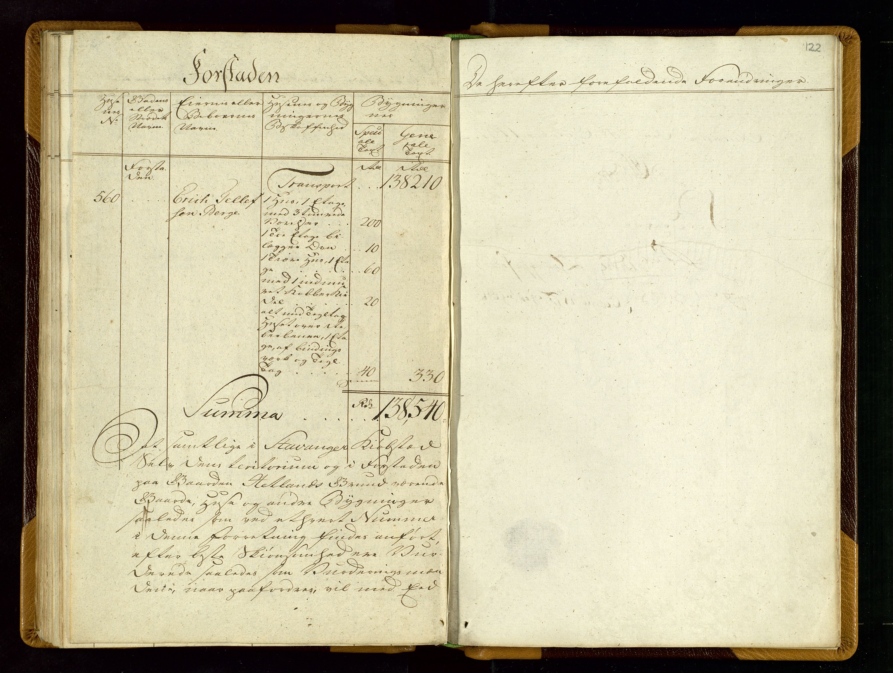 Fylkesmannen i Rogaland, SAST/A-101928/99/3/312/312CE/L0001B: BRANNTAKSTPROTOKOLL FOR STAVANGER BY, 1797, s. 121b-122a