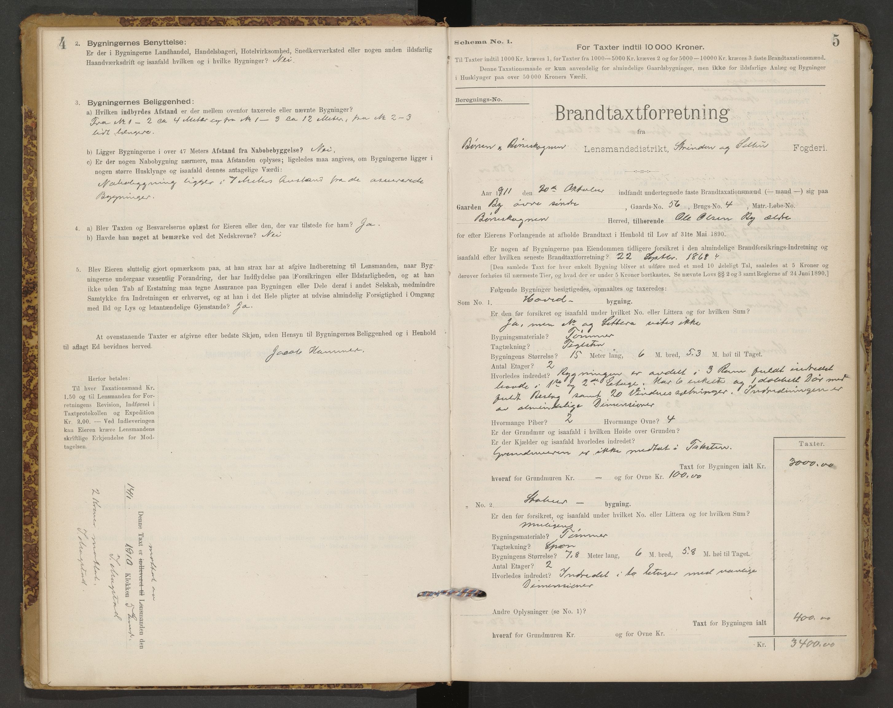 Norges Brannkasse Børsa og Skaun, AV/SAT-A-5537/Fb/L0001: Branntakstprotokoll, 1910-1942