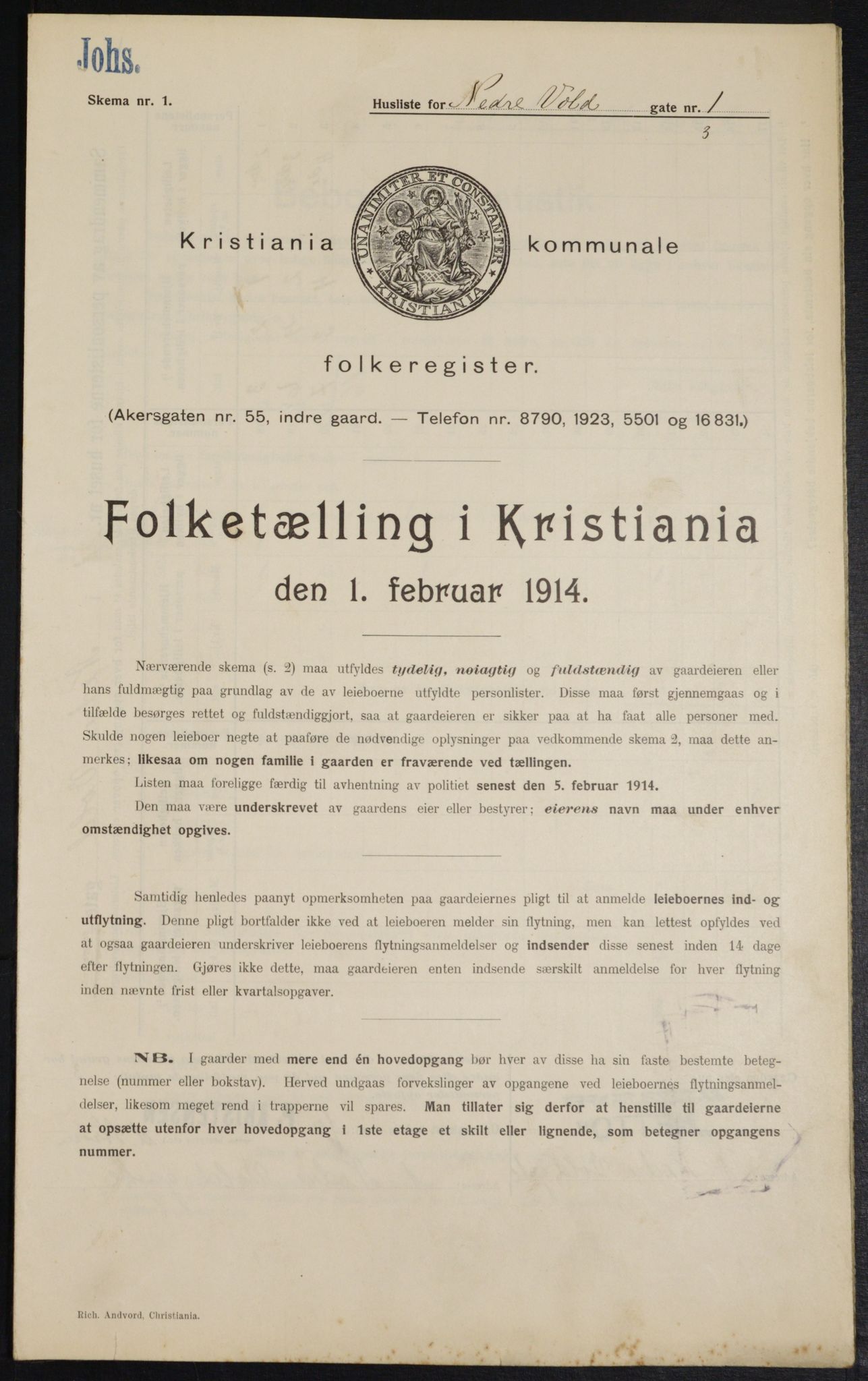 OBA, Kommunal folketelling 1.2.1914 for Kristiania, 1914, s. 69554