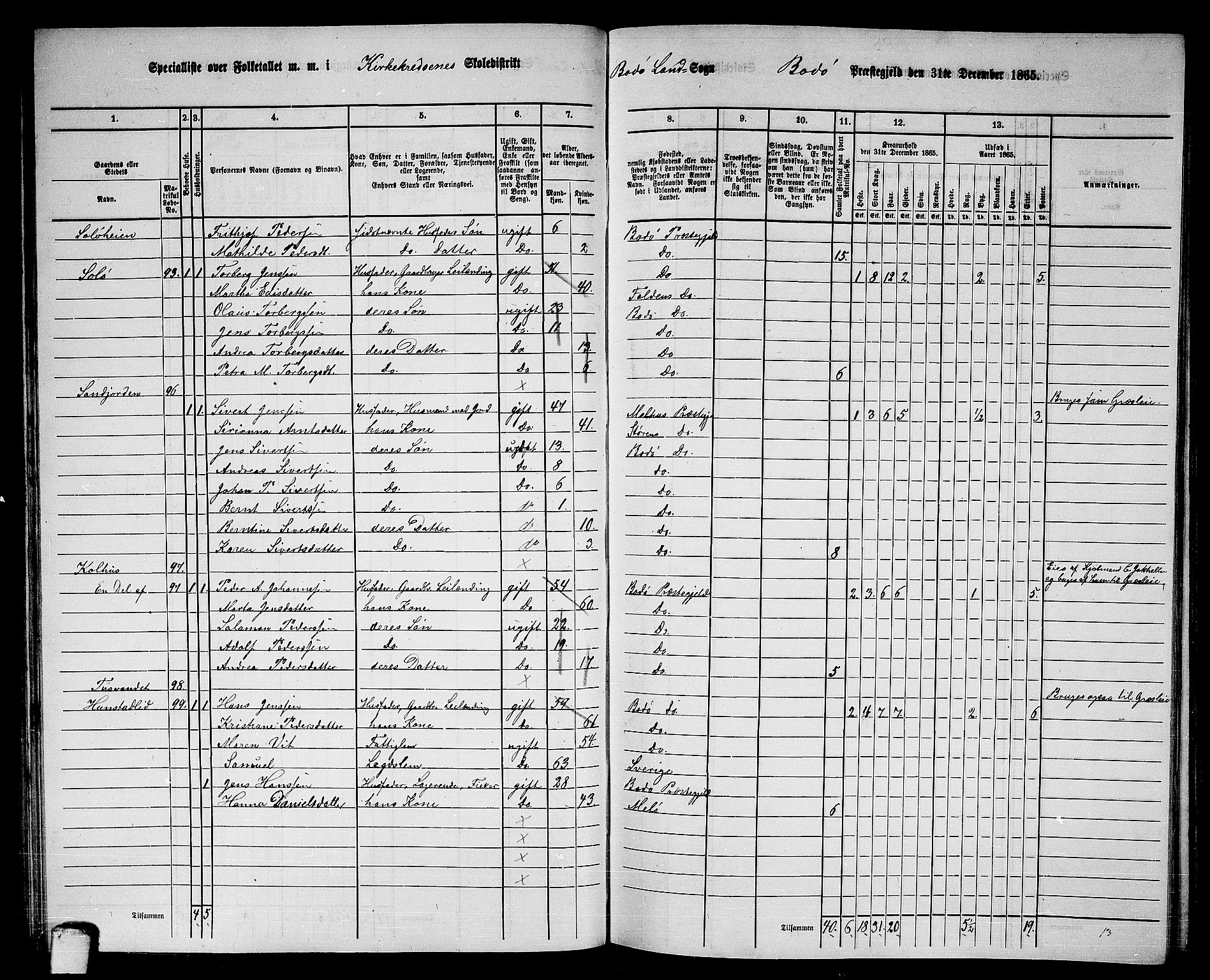 RA, Folketelling 1865 for 1843L Bodø prestegjeld, Bodø landsokn, 1865, s. 49