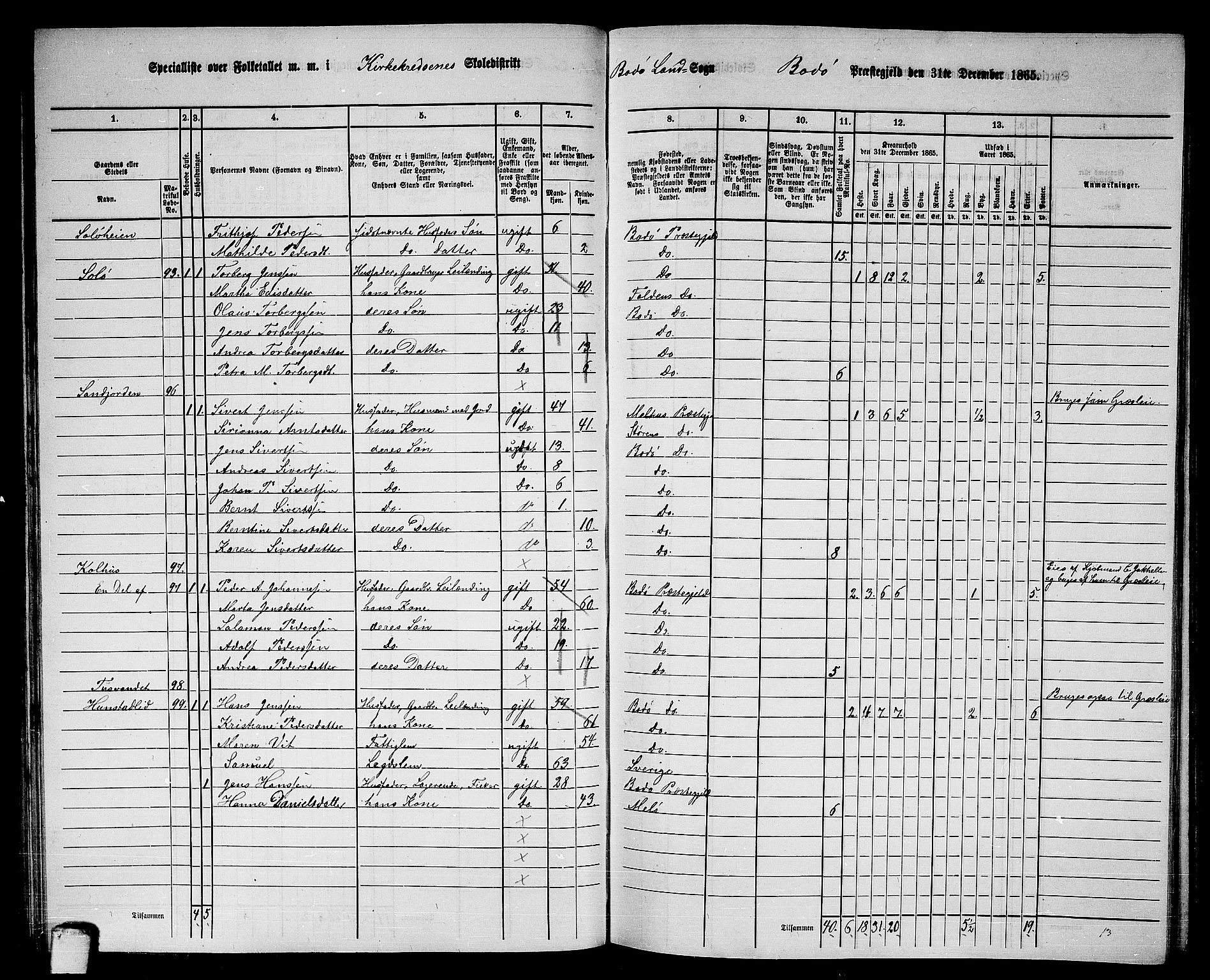 RA, Folketelling 1865 for 1843L Bodø prestegjeld, Bodø landsokn, 1865, s. 49