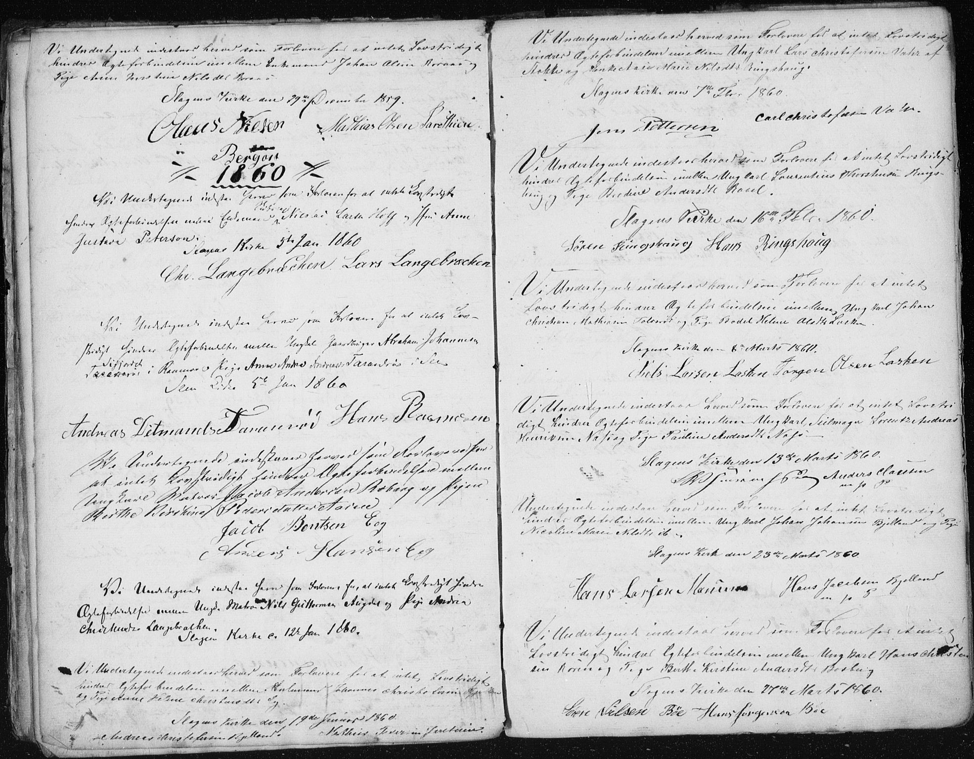 Sem kirkebøker, SAKO/A-5/Y/Ya/L0001: Forlovererklæringer nr. 1, 1848-1864