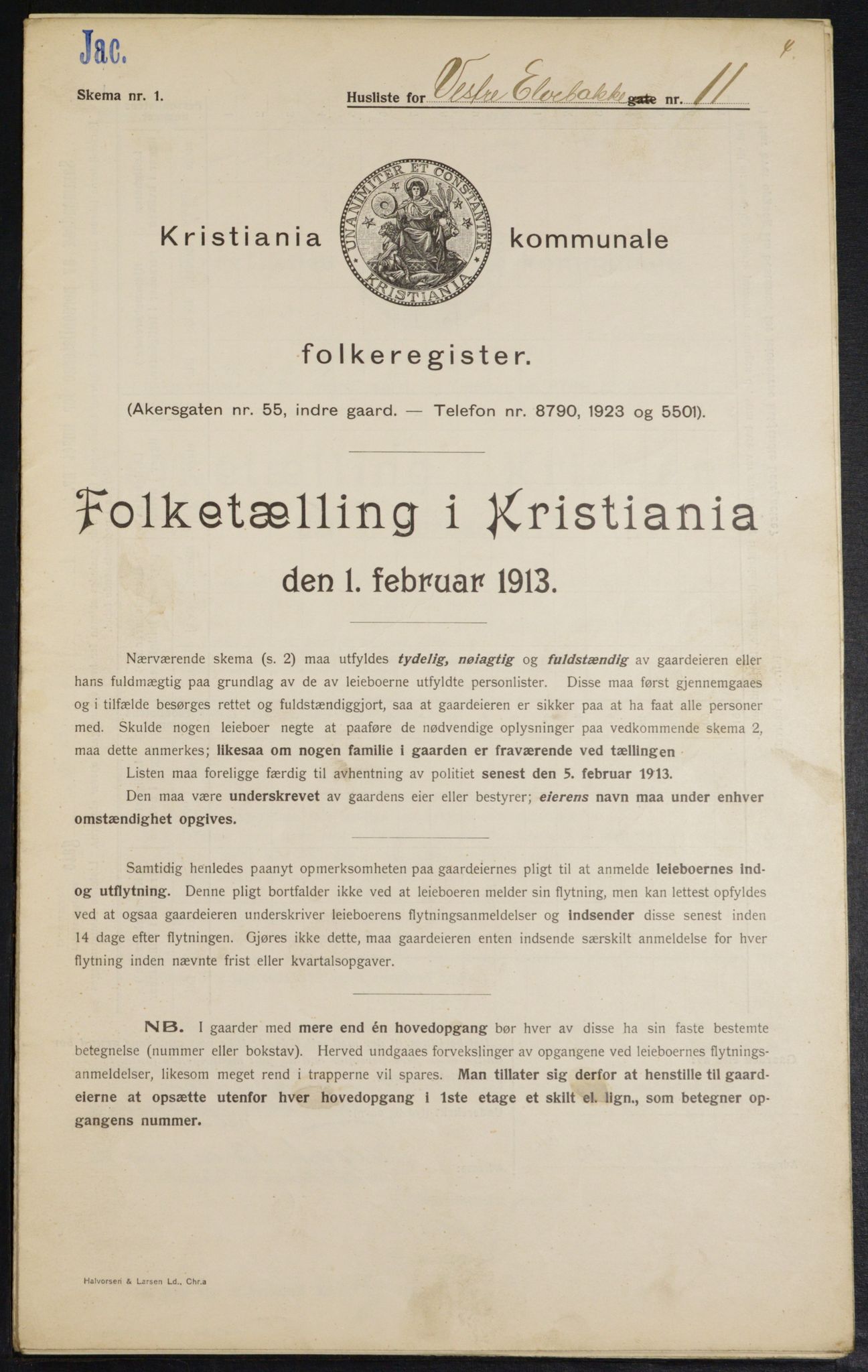 OBA, Kommunal folketelling 1.2.1913 for Kristiania, 1913, s. 122349