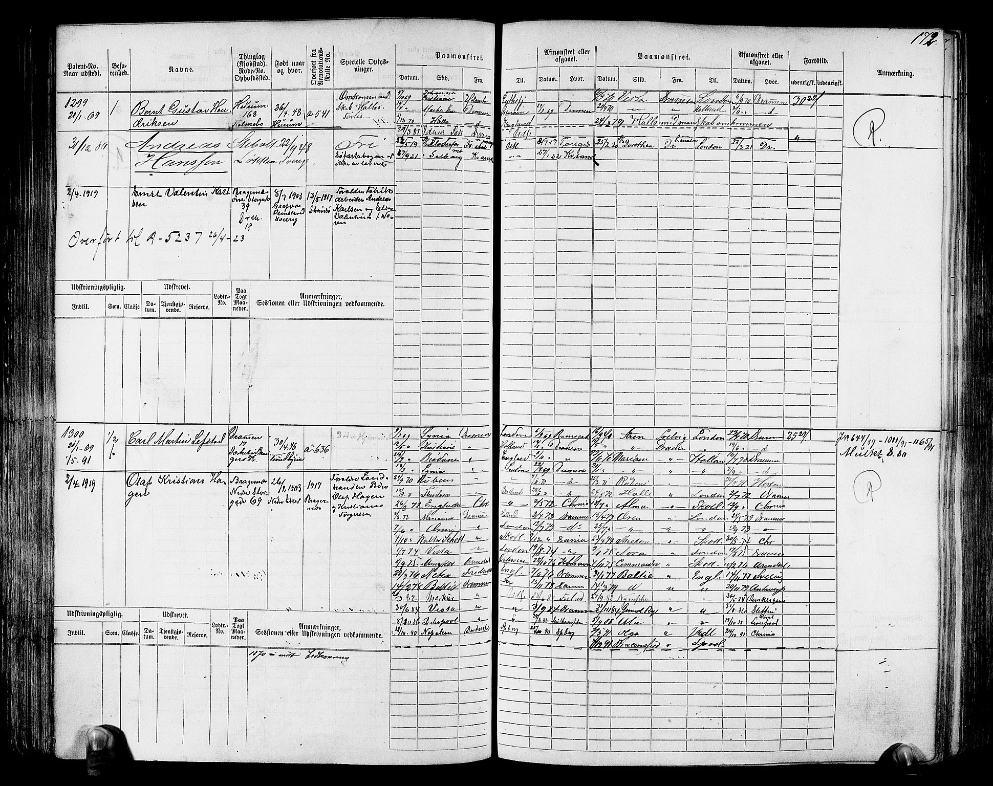 Drammen innrulleringsdistrikt, AV/SAKO-A-781/F/Fc/L0002: Hovedrulle, 1869, s. 176