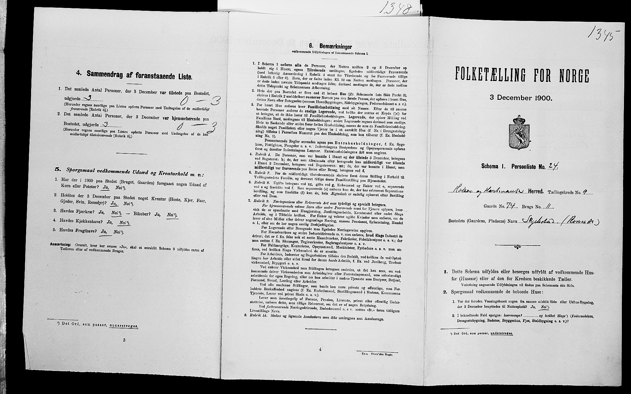 SAK, Folketelling 1900 for 1019 Halse og Harkmark herred, 1900, s. 1076