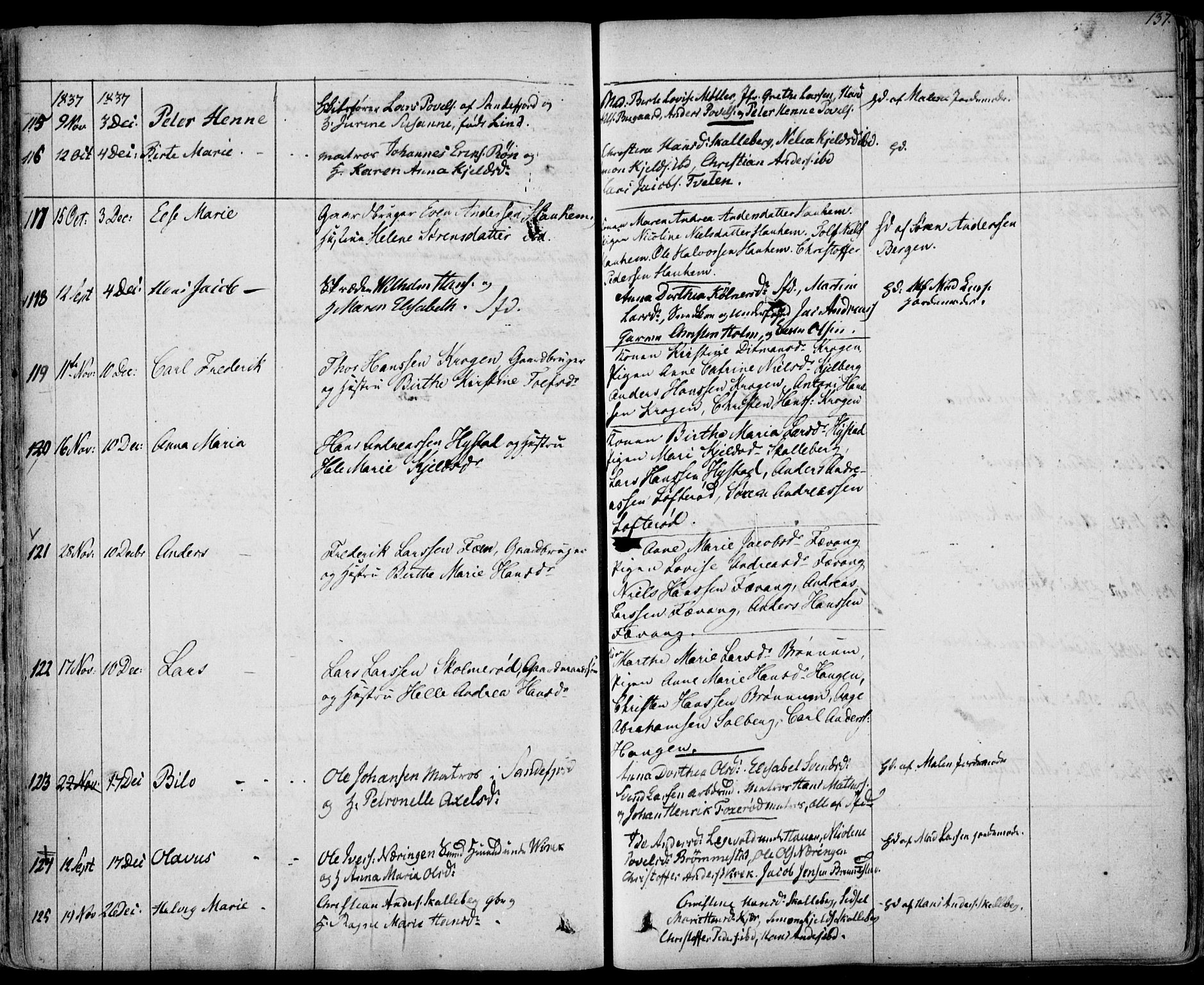 Sandar kirkebøker, AV/SAKO-A-243/F/Fa/L0005: Ministerialbok nr. 5, 1832-1847, s. 136-137