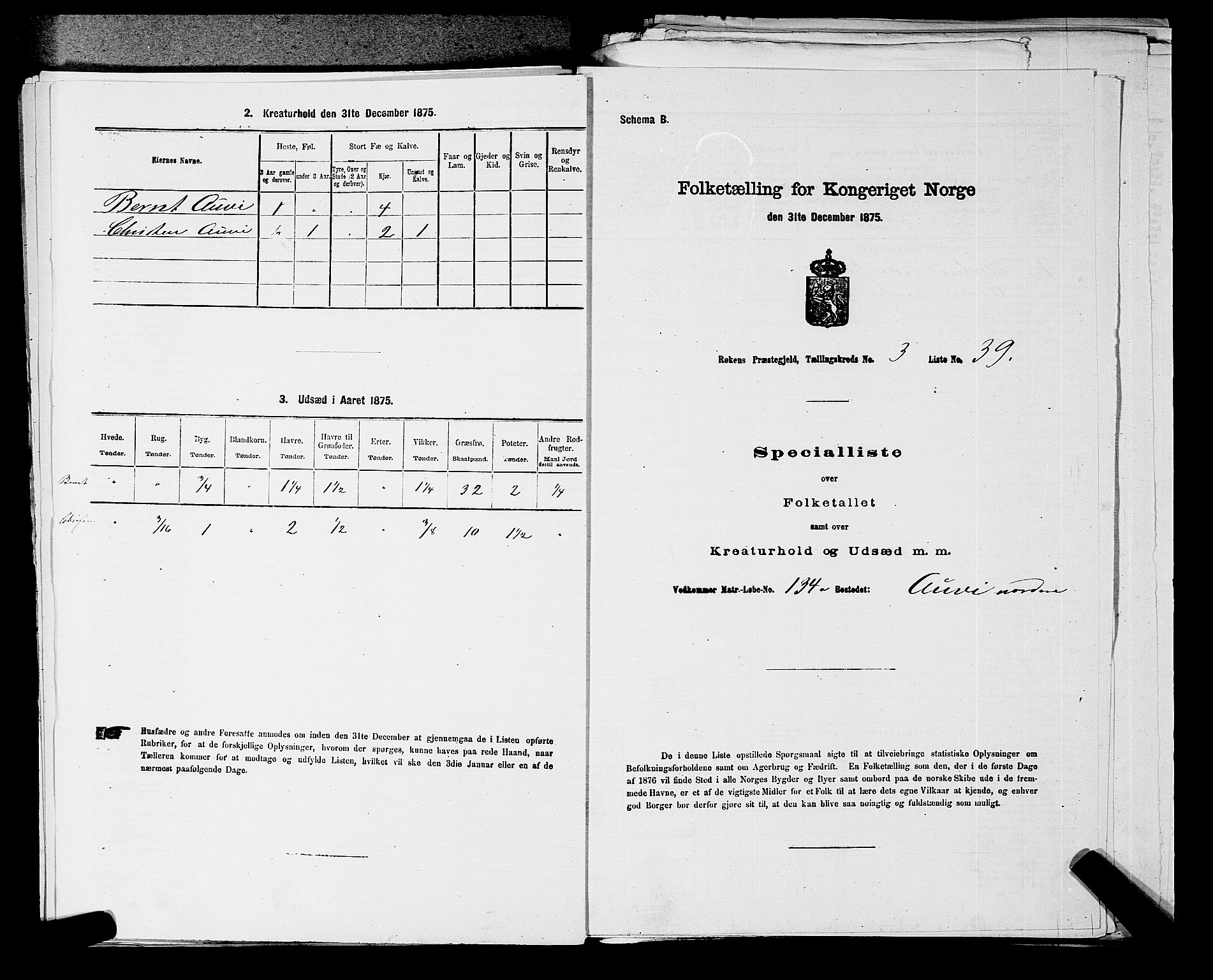 SAKO, Folketelling 1875 for 0627P Røyken prestegjeld, 1875, s. 445