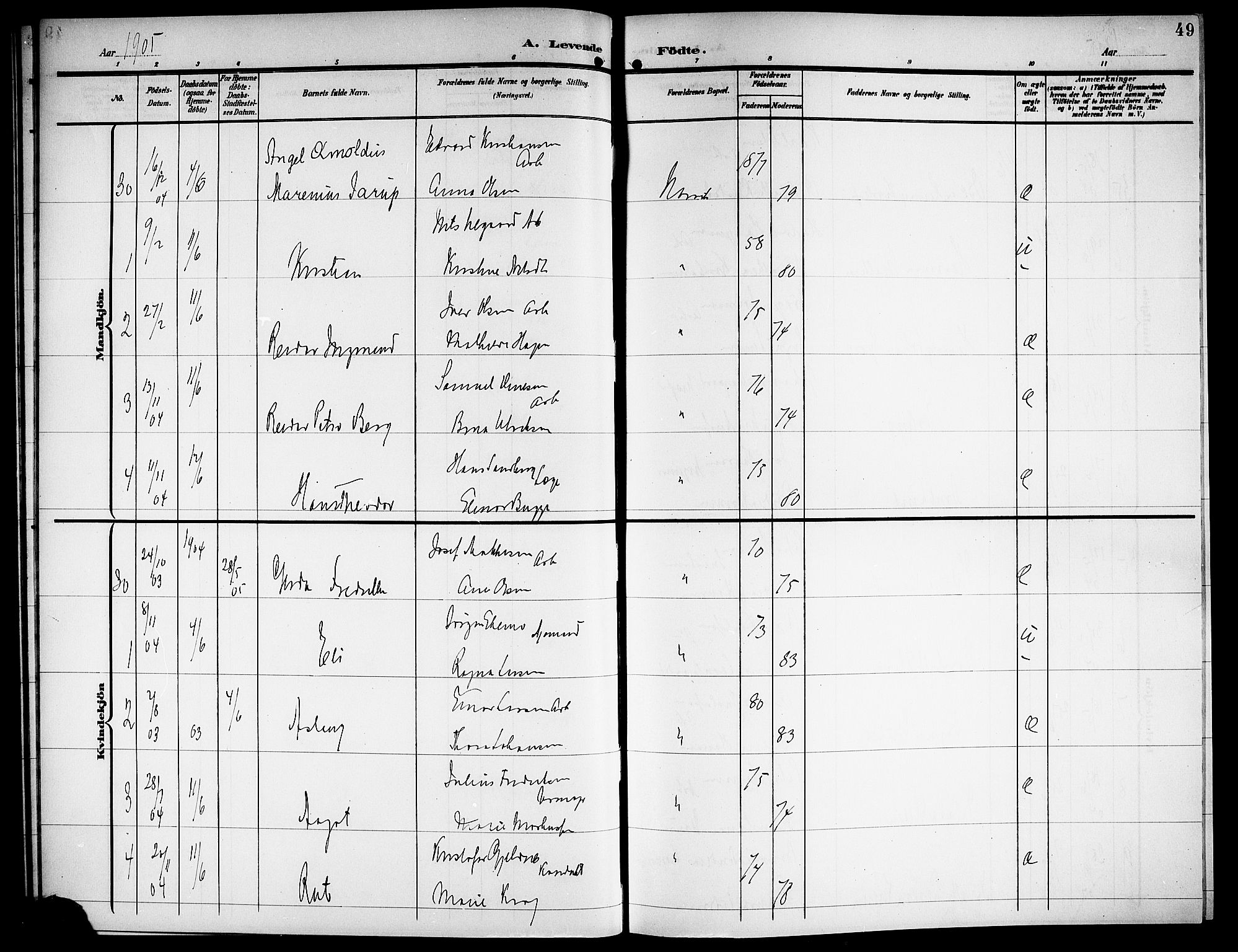 Ministerialprotokoller, klokkerbøker og fødselsregistre - Nordland, AV/SAT-A-1459/871/L1012: Klokkerbok nr. 871C01, 1902-1909, s. 49