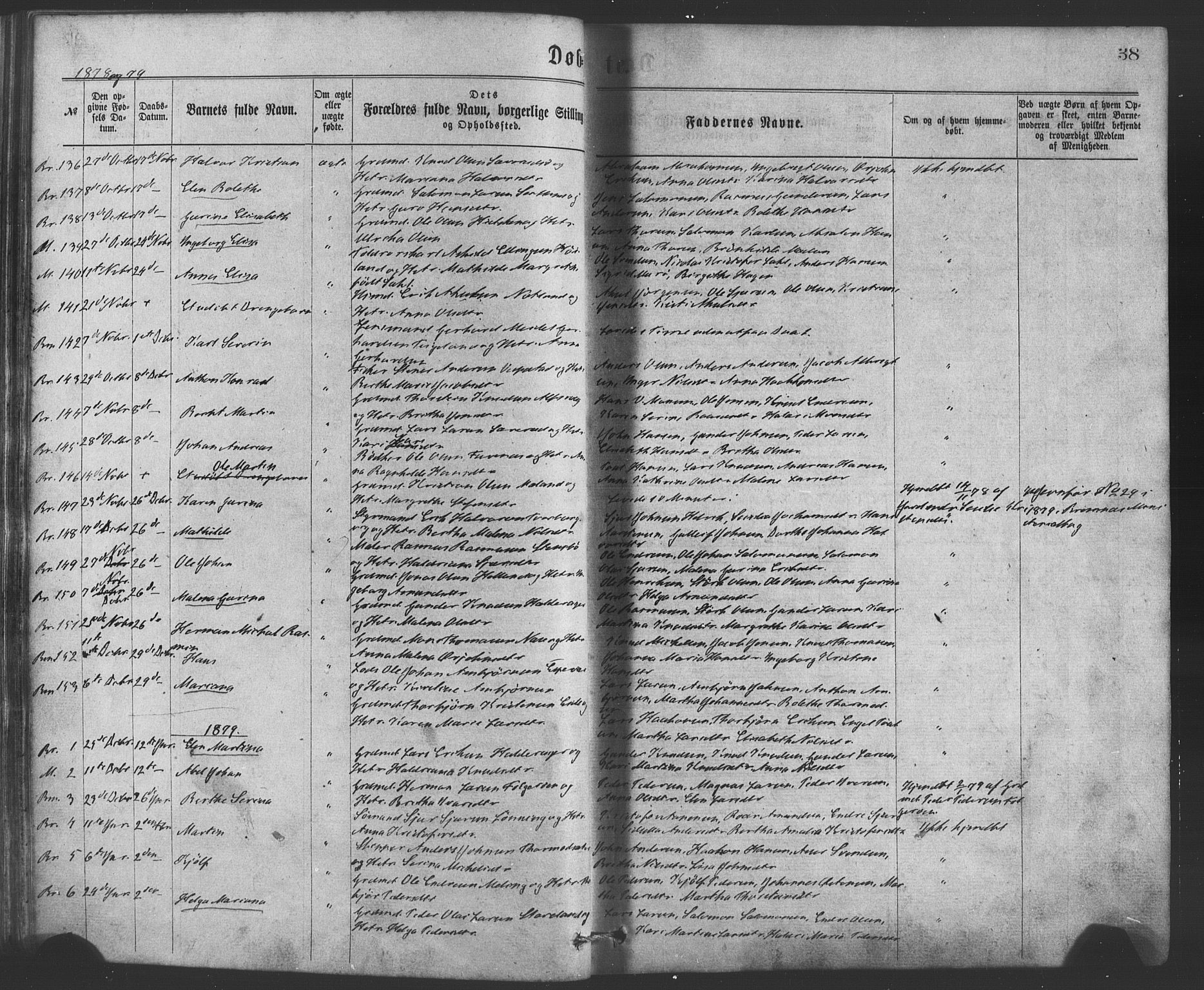Finnås sokneprestembete, SAB/A-99925/H/Ha/Haa/Haaa/L0009: Ministerialbok nr. A 9, 1873-1881, s. 38