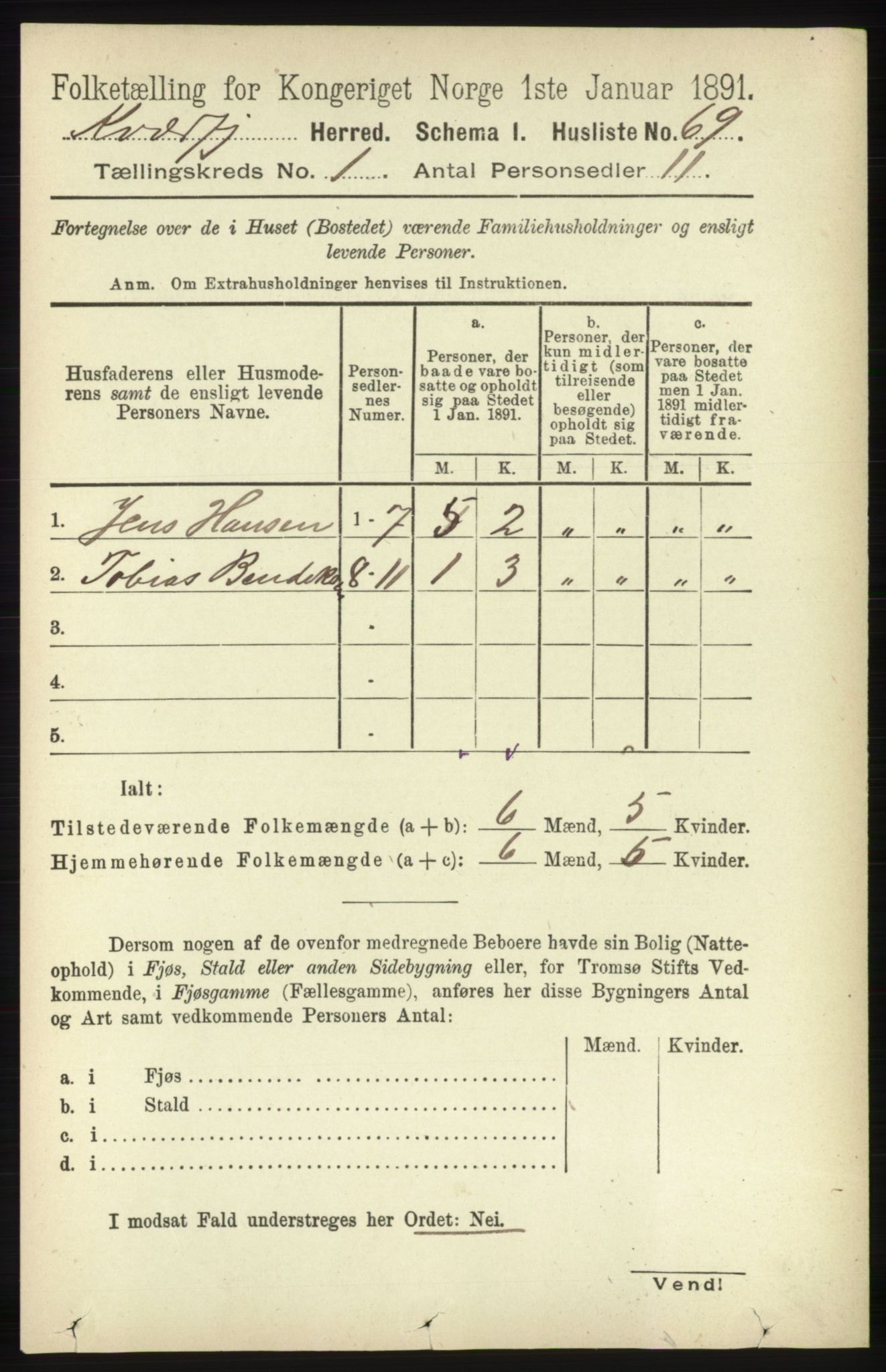 RA, Folketelling 1891 for 1911 Kvæfjord herred, 1891, s. 89