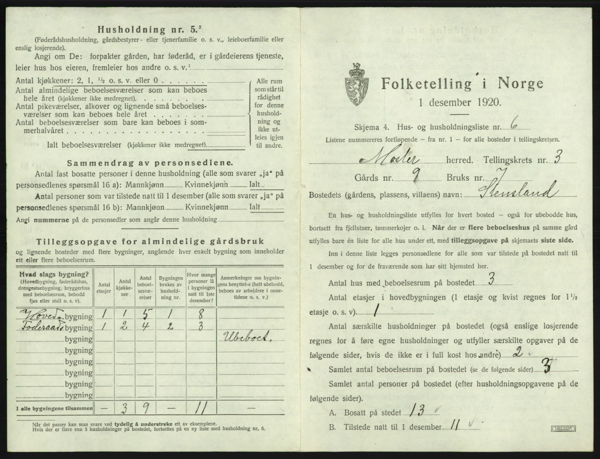 SAB, Folketelling 1920 for 1218 Moster herred, 1920, s. 124