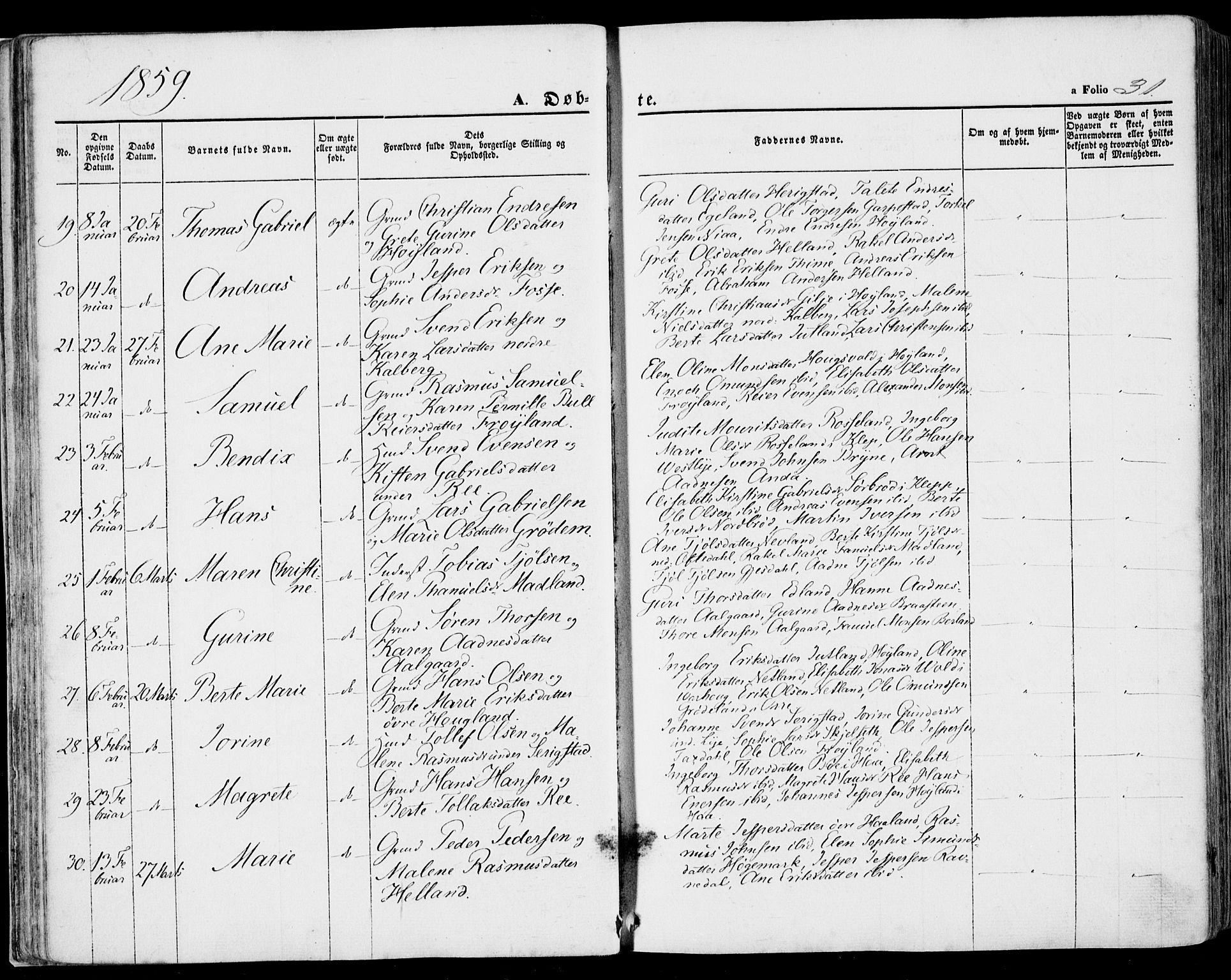 Lye sokneprestkontor, AV/SAST-A-101794/001/30BA/L0007: Ministerialbok nr. A 6, 1856-1871, s. 31