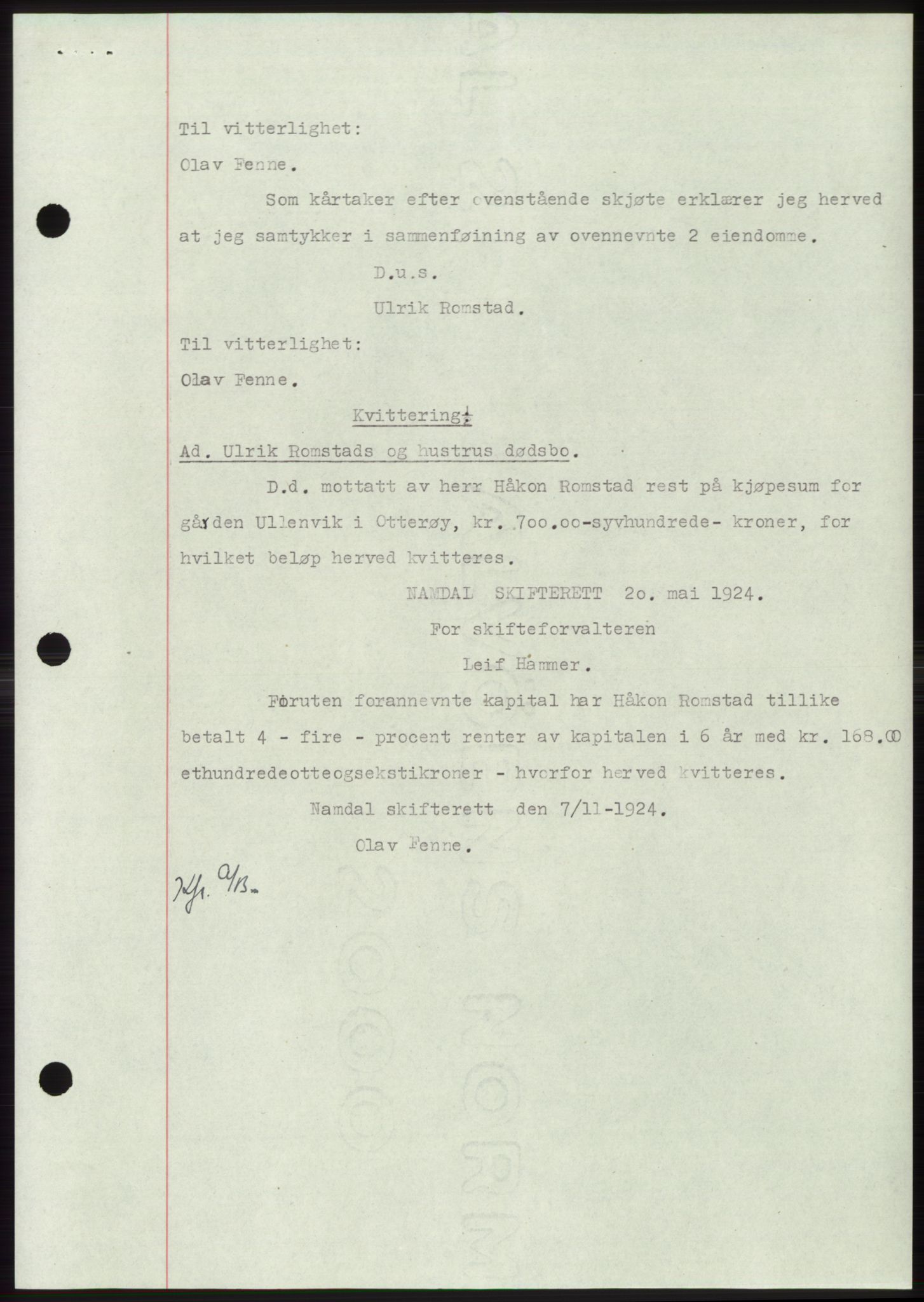 Namdal sorenskriveri, SAT/A-4133/1/2/2C: Pantebok nr. -, 1916-1921, Tingl.dato: 21.07.1917