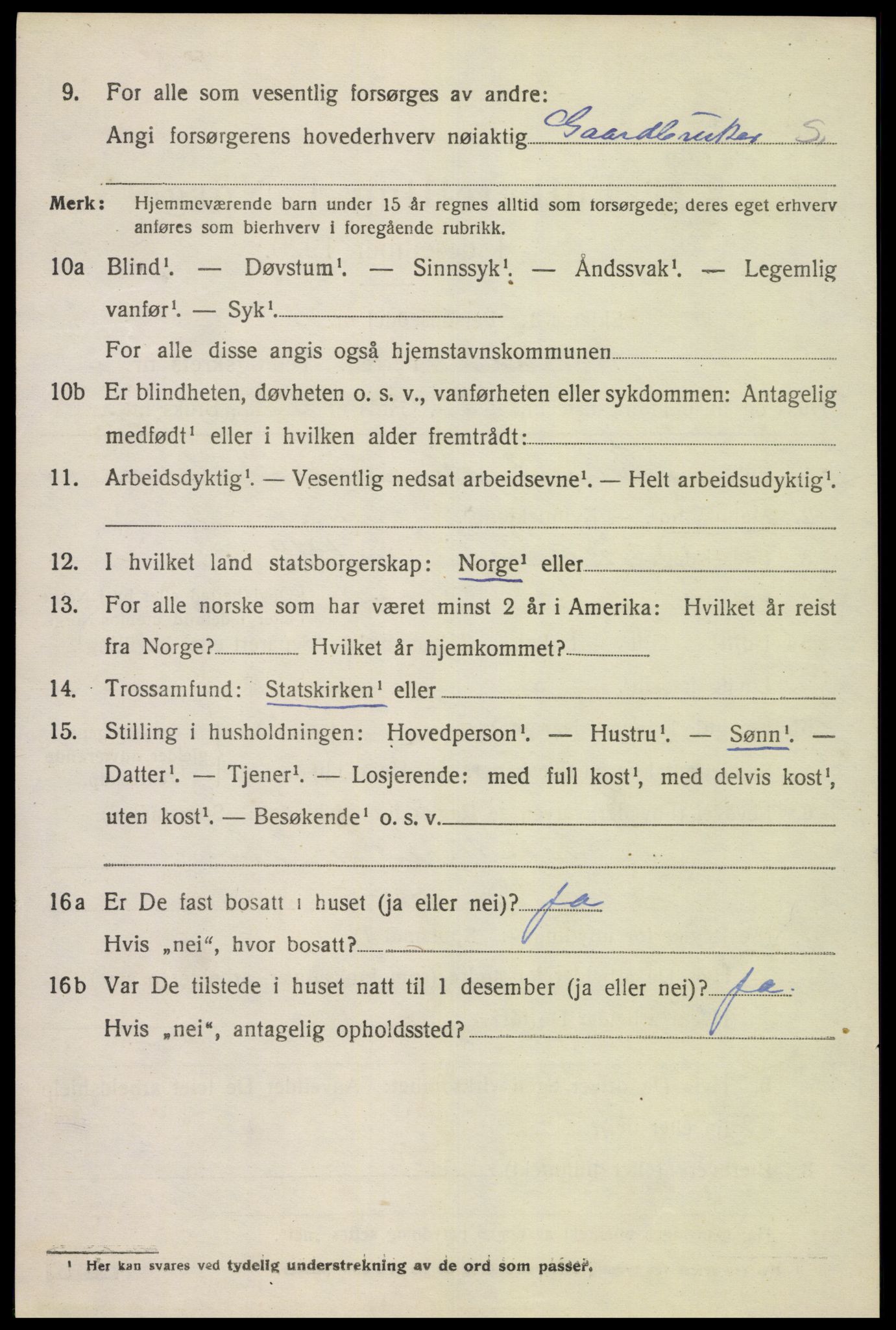 SAK, Folketelling 1920 for 1039 Herad herred, 1920, s. 1279