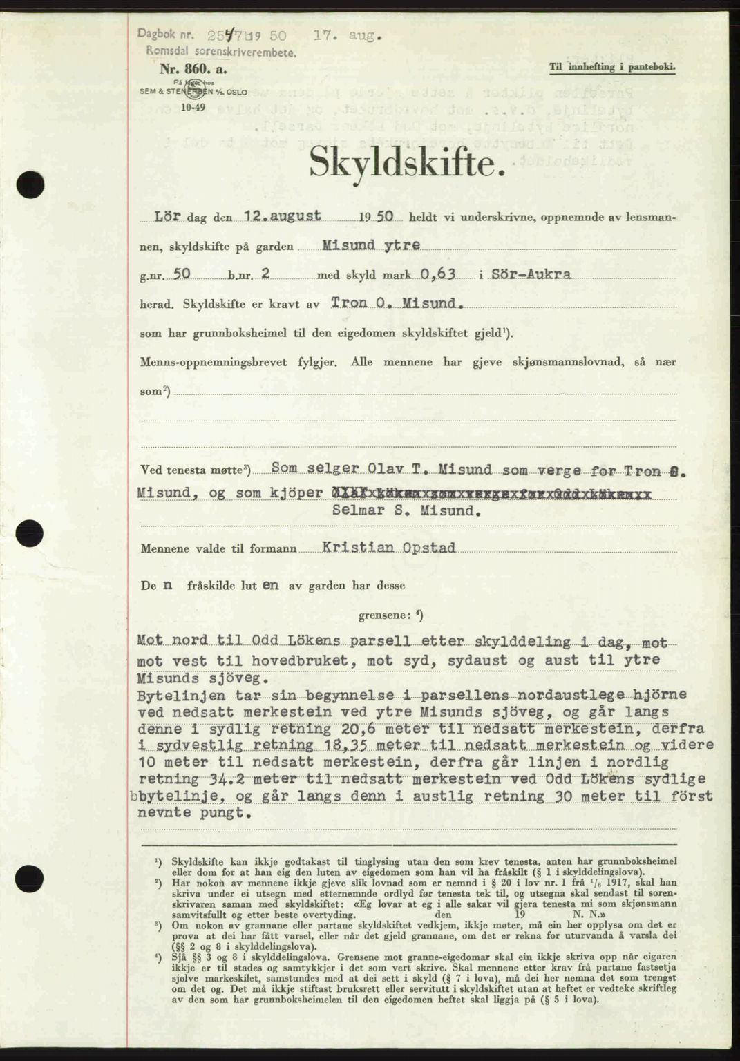 Romsdal sorenskriveri, AV/SAT-A-4149/1/2/2C: Pantebok nr. A34, 1950-1950, Dagboknr: 2547/1950