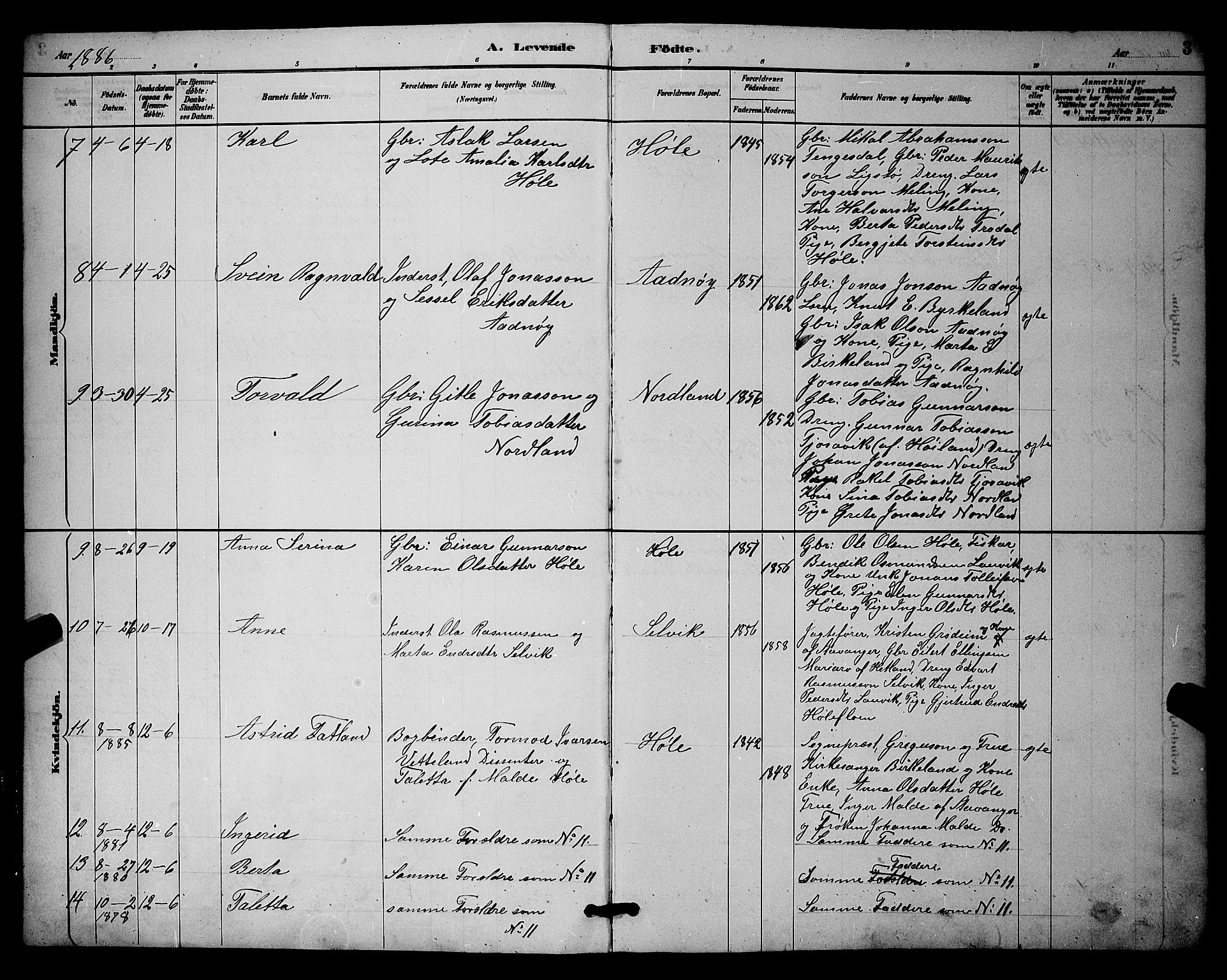 Høgsfjord sokneprestkontor, AV/SAST-A-101624/H/Ha/Hab/L0003: Klokkerbok nr. B 3, 1886-1905, s. 3