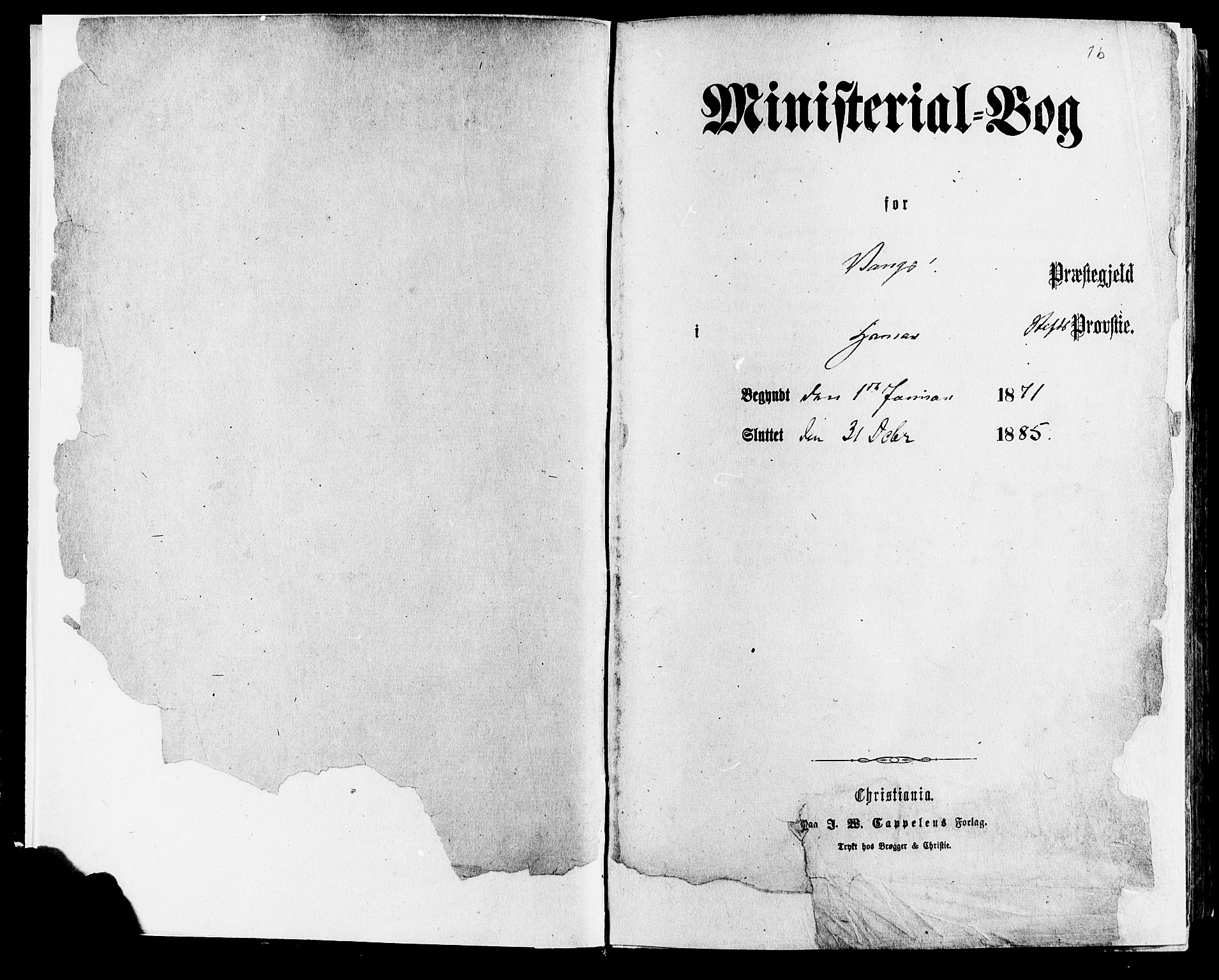 Vang prestekontor, Hedmark, SAH/PREST-008/H/Ha/Haa/L0015: Ministerialbok nr. 15, 1871-1885, s. 1b