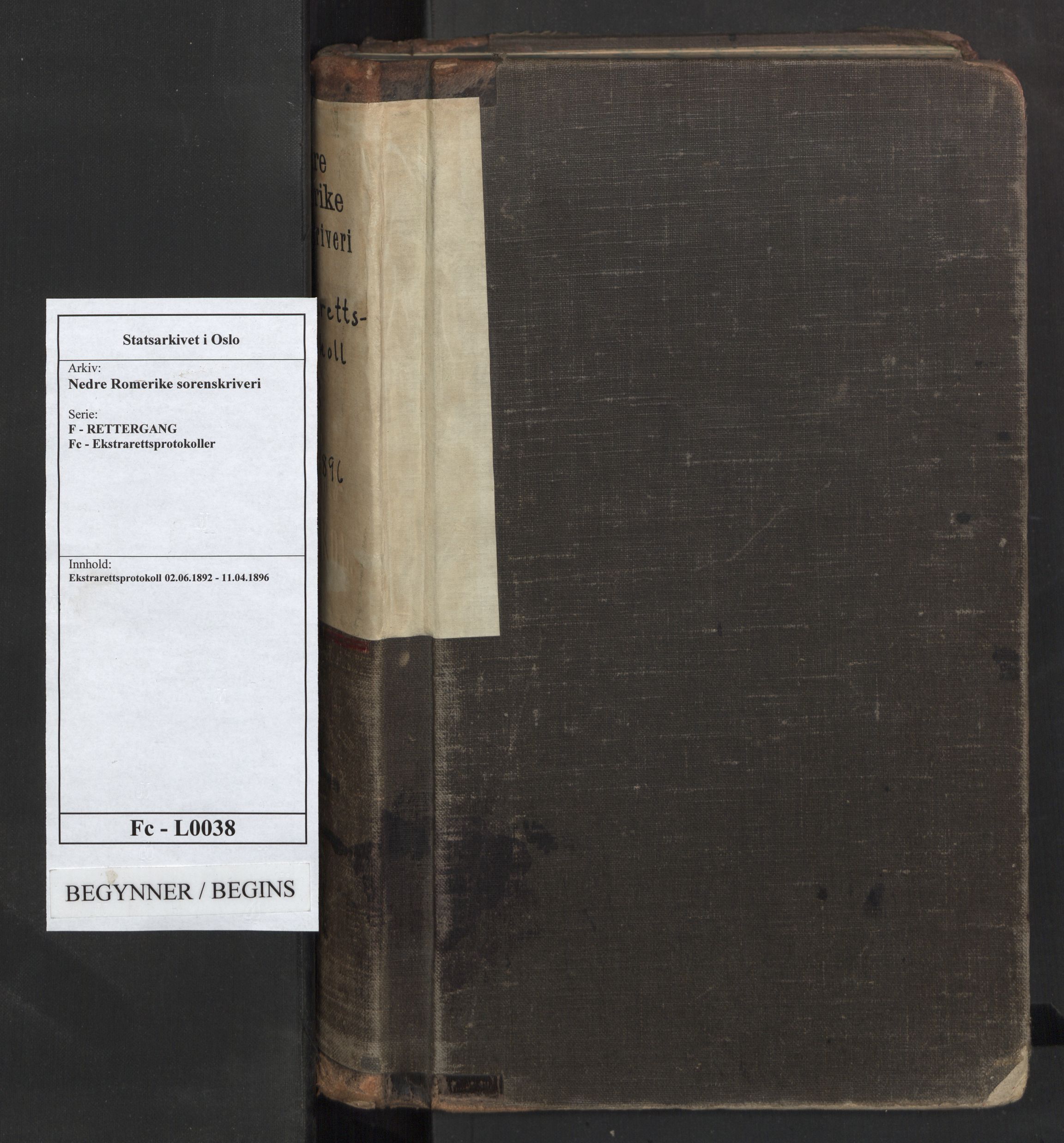 Nedre Romerike sorenskriveri, SAO/A-10469/F/Fc/L0038: Ekstrarettsprotokoll, 1892-1896