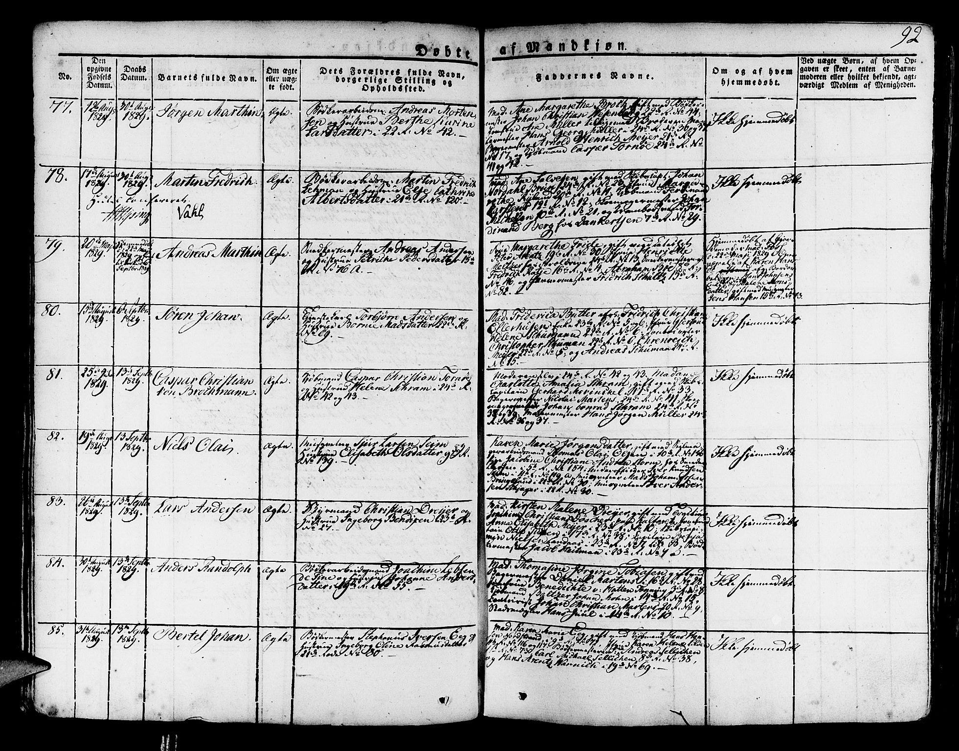 Korskirken sokneprestembete, AV/SAB-A-76101/H/Haa/L0014: Ministerialbok nr. A 14, 1823-1835, s. 92